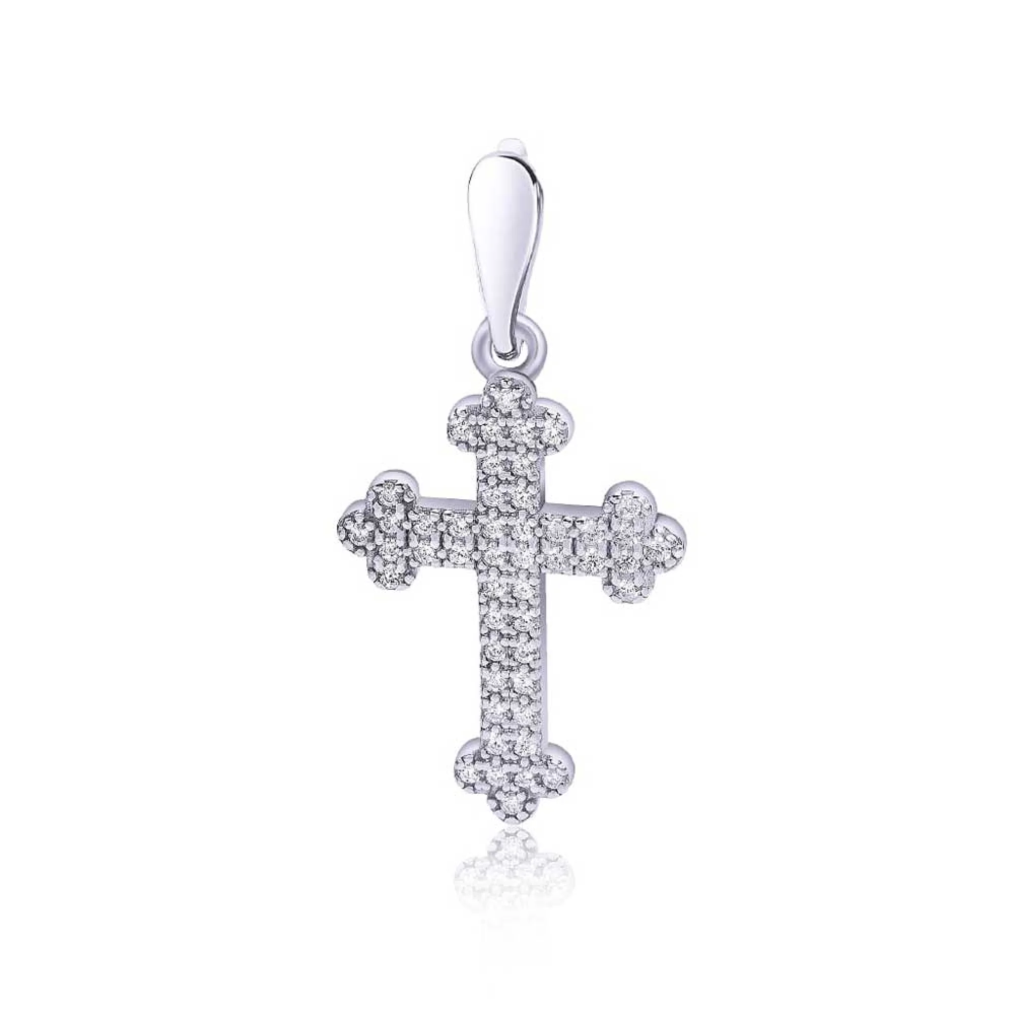 Серебряный крестик с цирконием - 458244 - 1