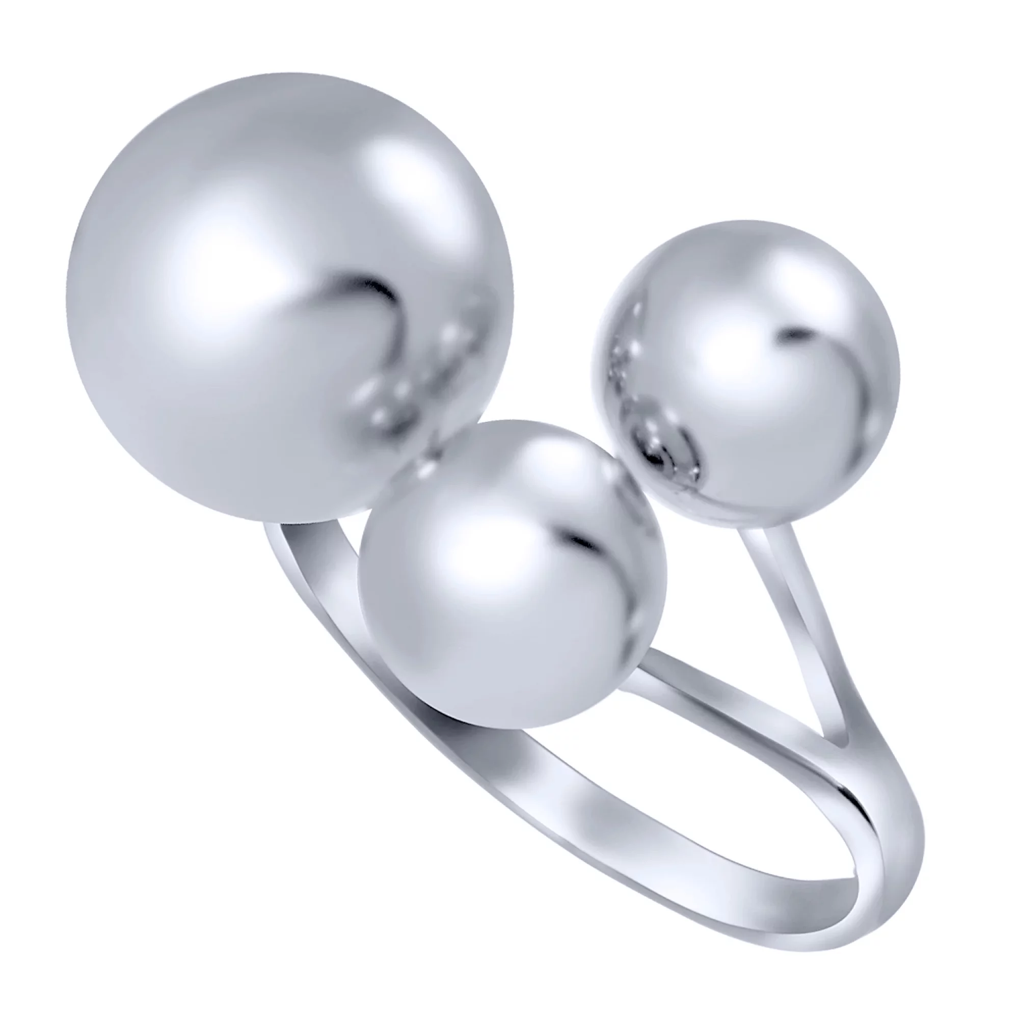 Широкое серебряное кольцо с шарами - 1606433 – изображение 1