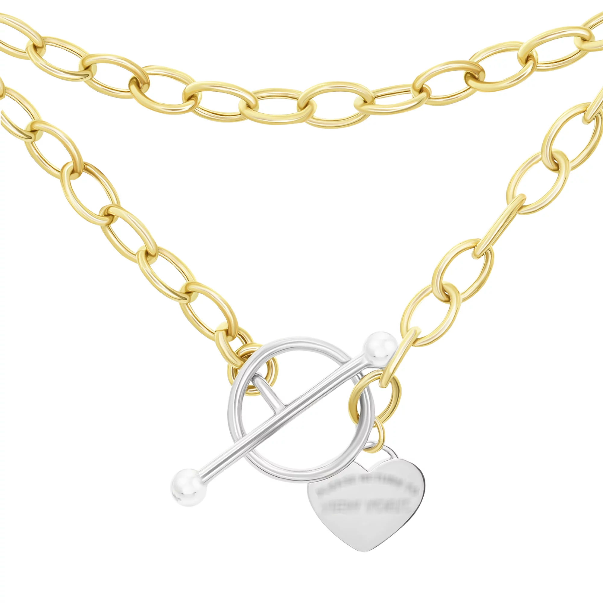 Ланцюжок якірного плетіння з комбінованого золота з серцем - 1550584 – зображення 2