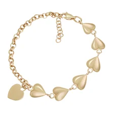 Браслет "Сердечка" з червоного золота з плетінням шопард - 886227