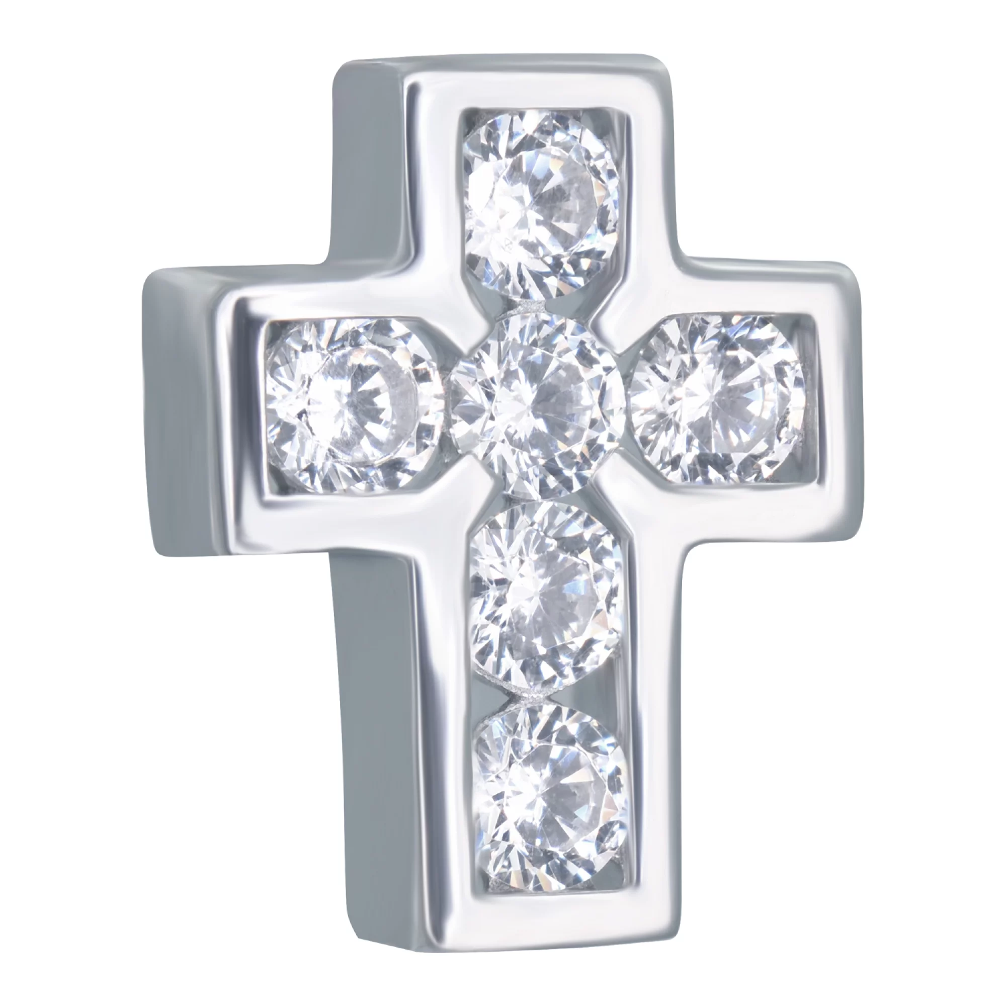 Хрестик срібний з фіанітом - 907486 – зображення 1
