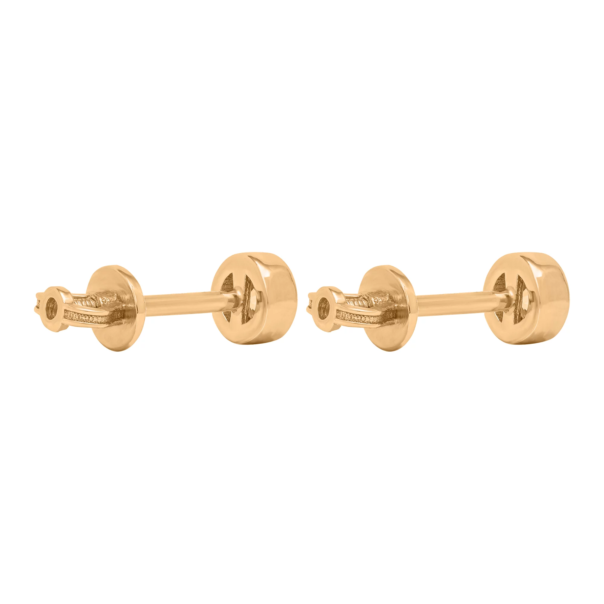 Сережки-гвоздики из красного золота с фианитами - 1771974 – изображение 2