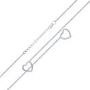Срібне кольє-краватка "Серця" з фіанітами в якірному плетінні - 2083315