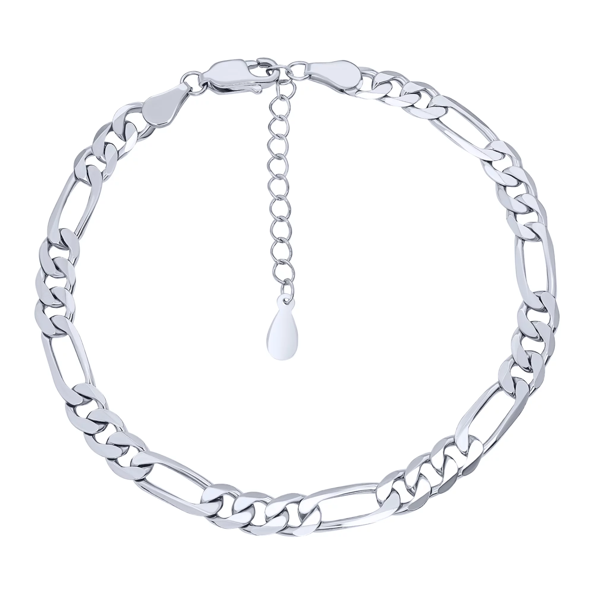 Срібний браслет плетіння фігаро - 1545070 – зображення 1