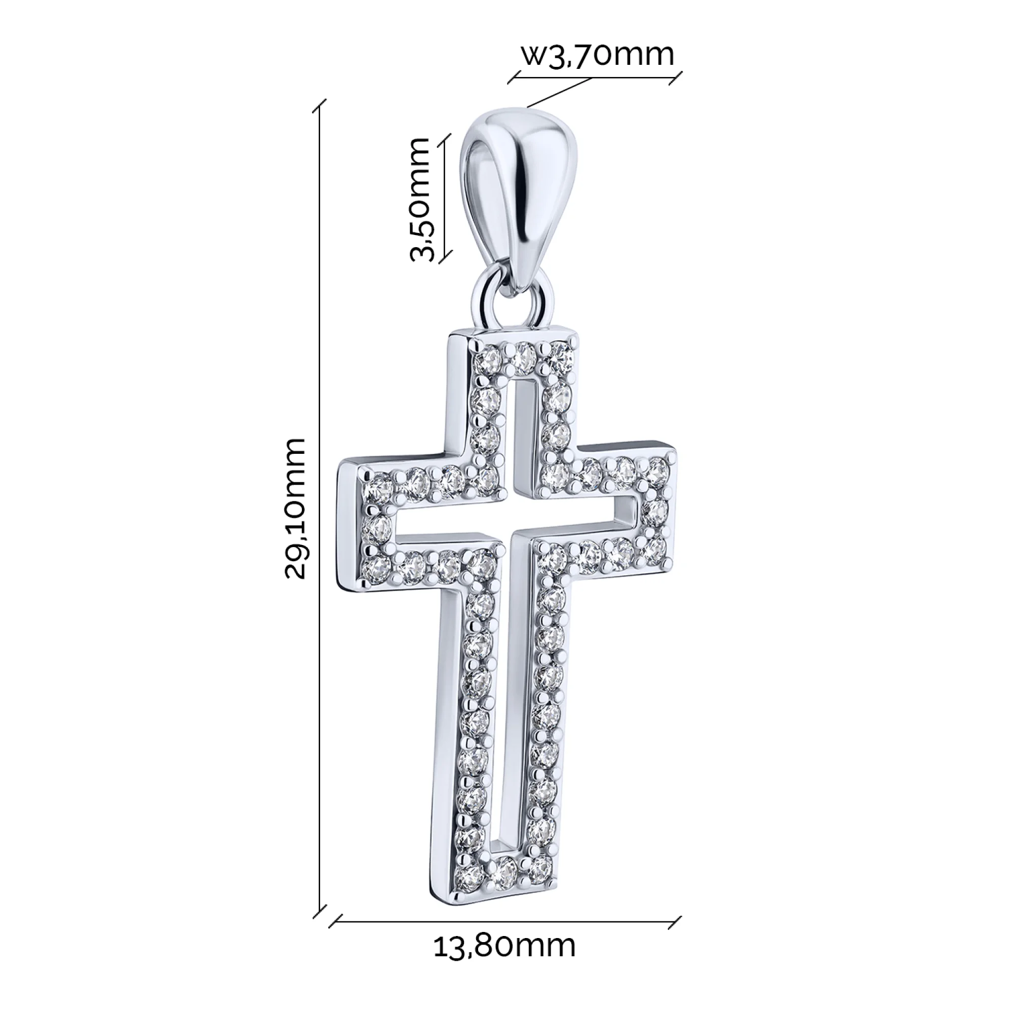 Декоративный крестик из серебра с фианитами - 2206377 - 2