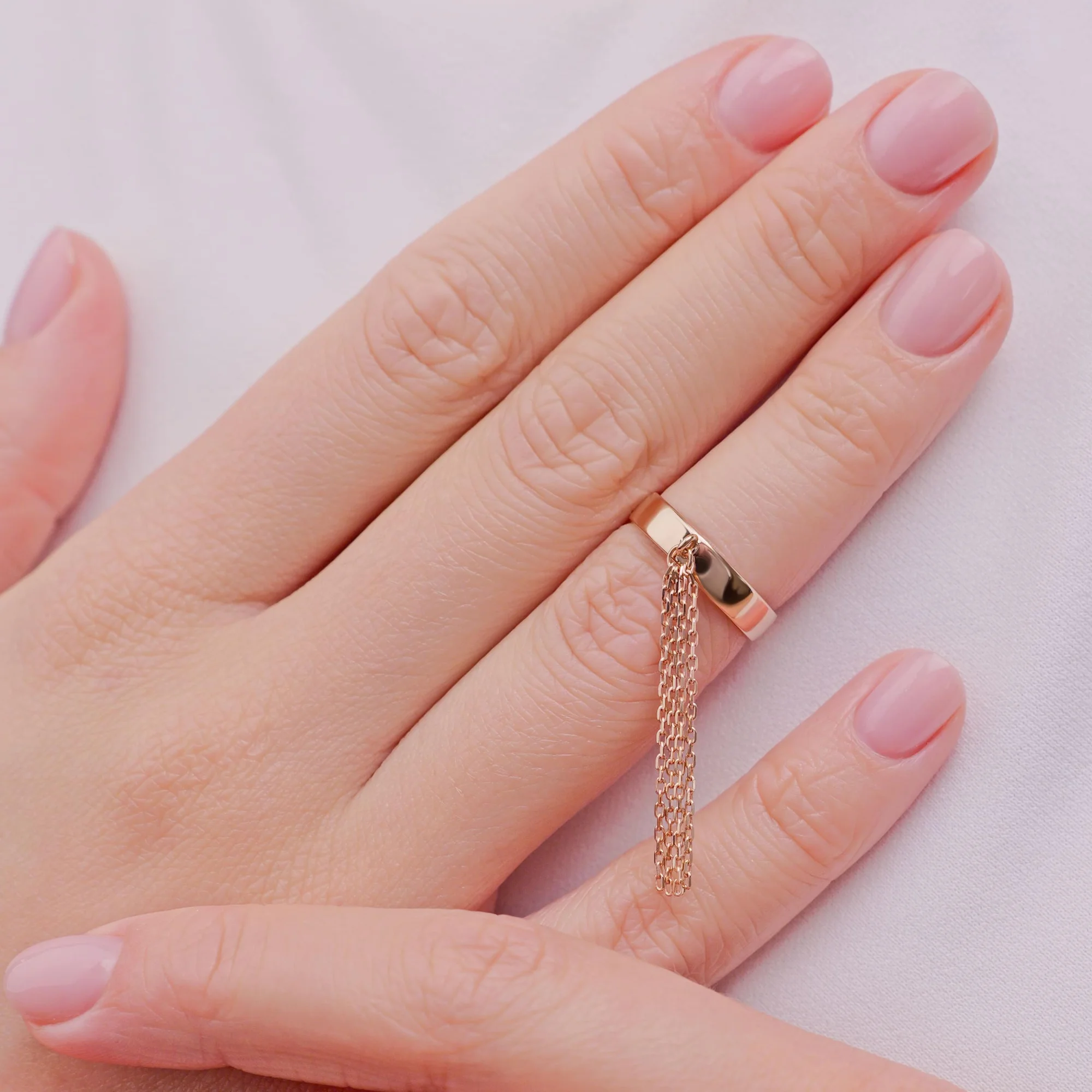 Незамкнутое кольцо с подвесом в красном золоте - 1969358 - 1