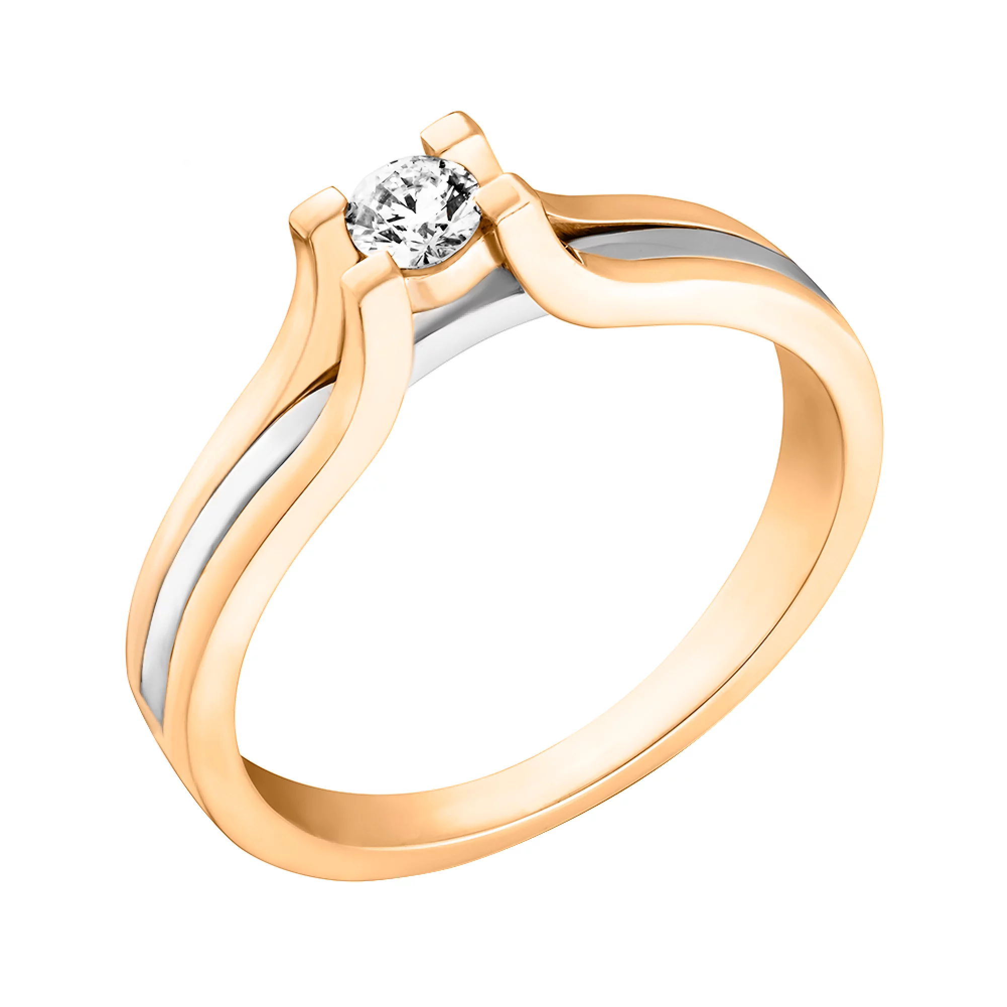 Золота каблучка для заручин з діамантом - 1562610 – зображення 1