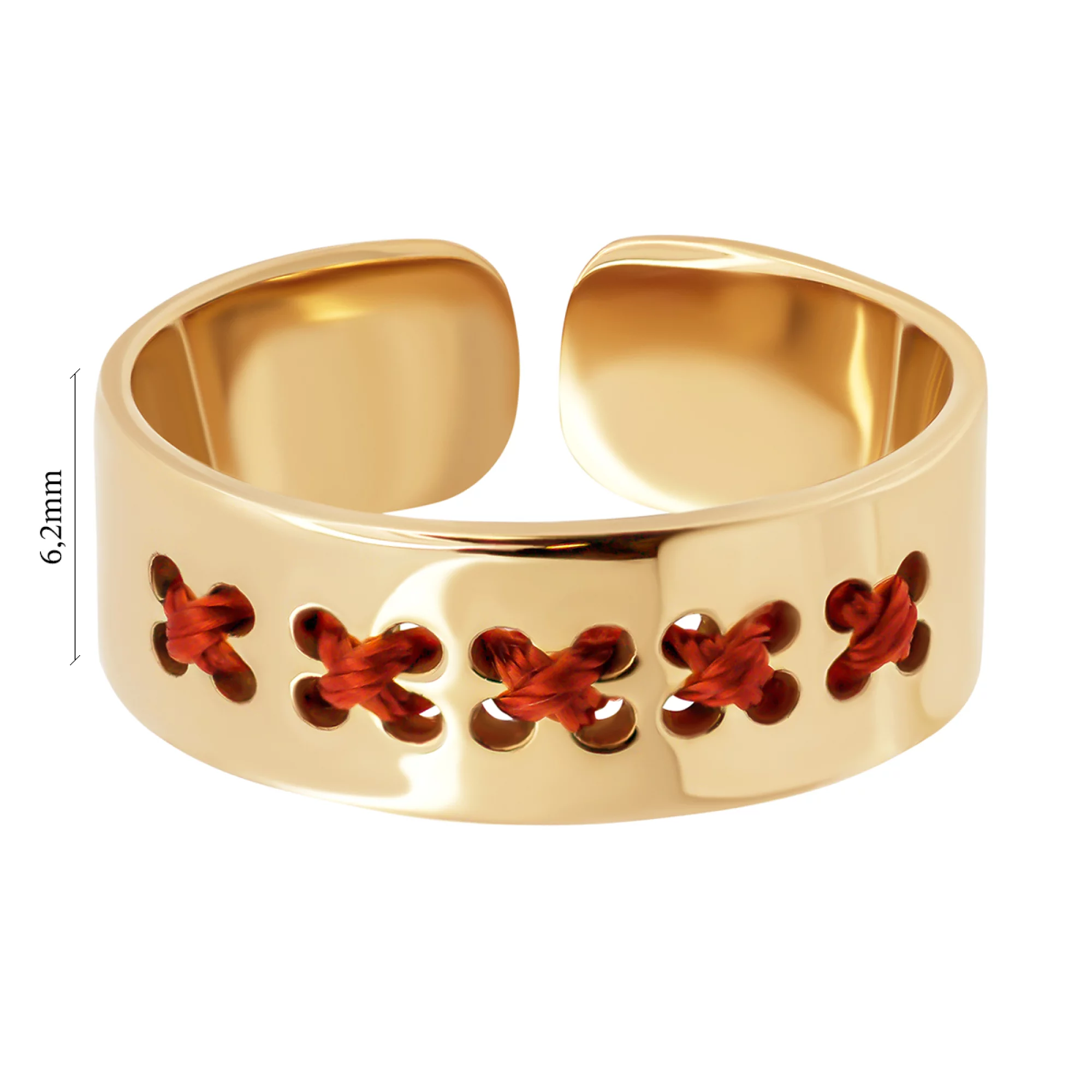 Кольцо из красного золота с шелком и элементами вышивки  - 1339275 – изображение 3