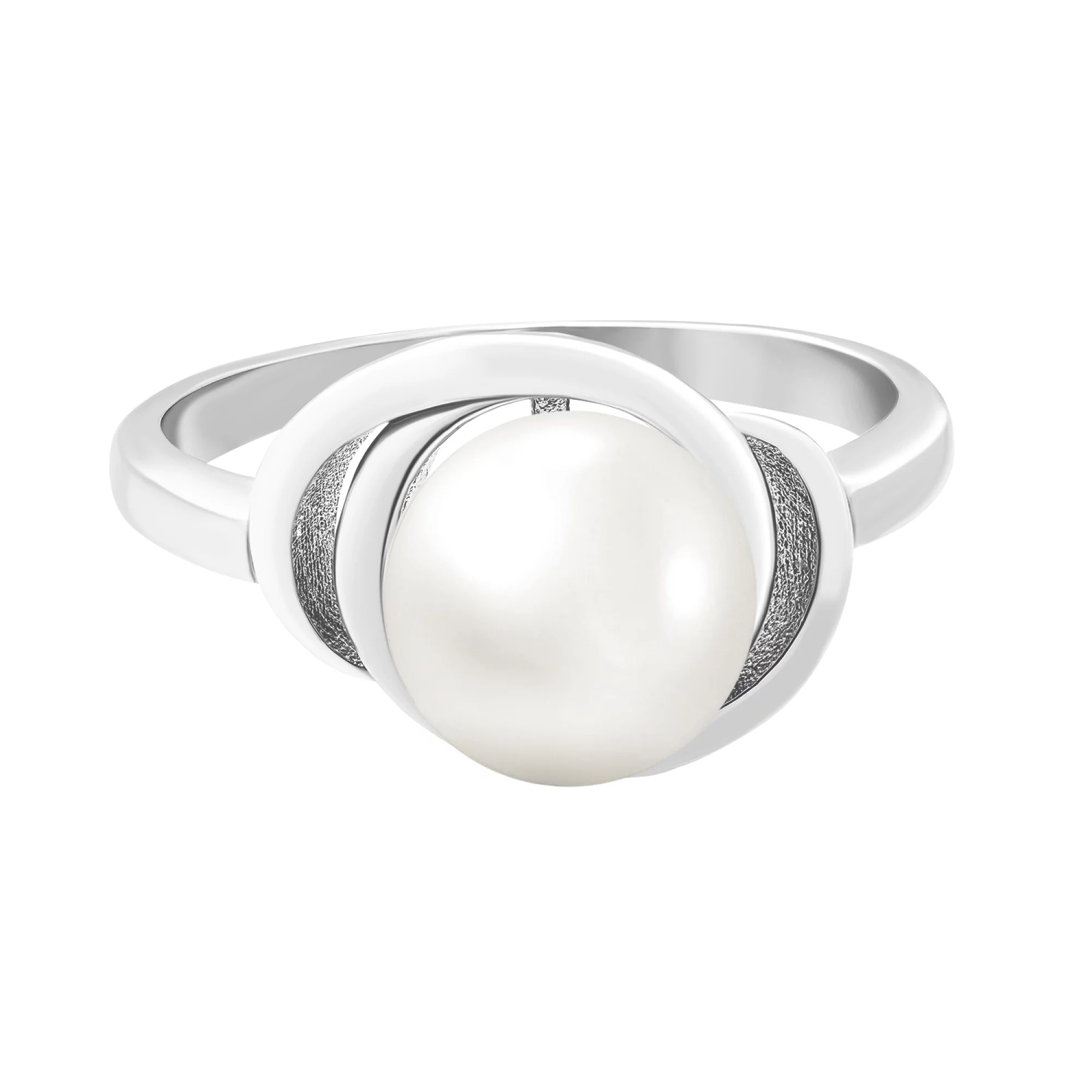 Серебряное кольцо с родированием и жемчугом - 1524773 – изображение 2