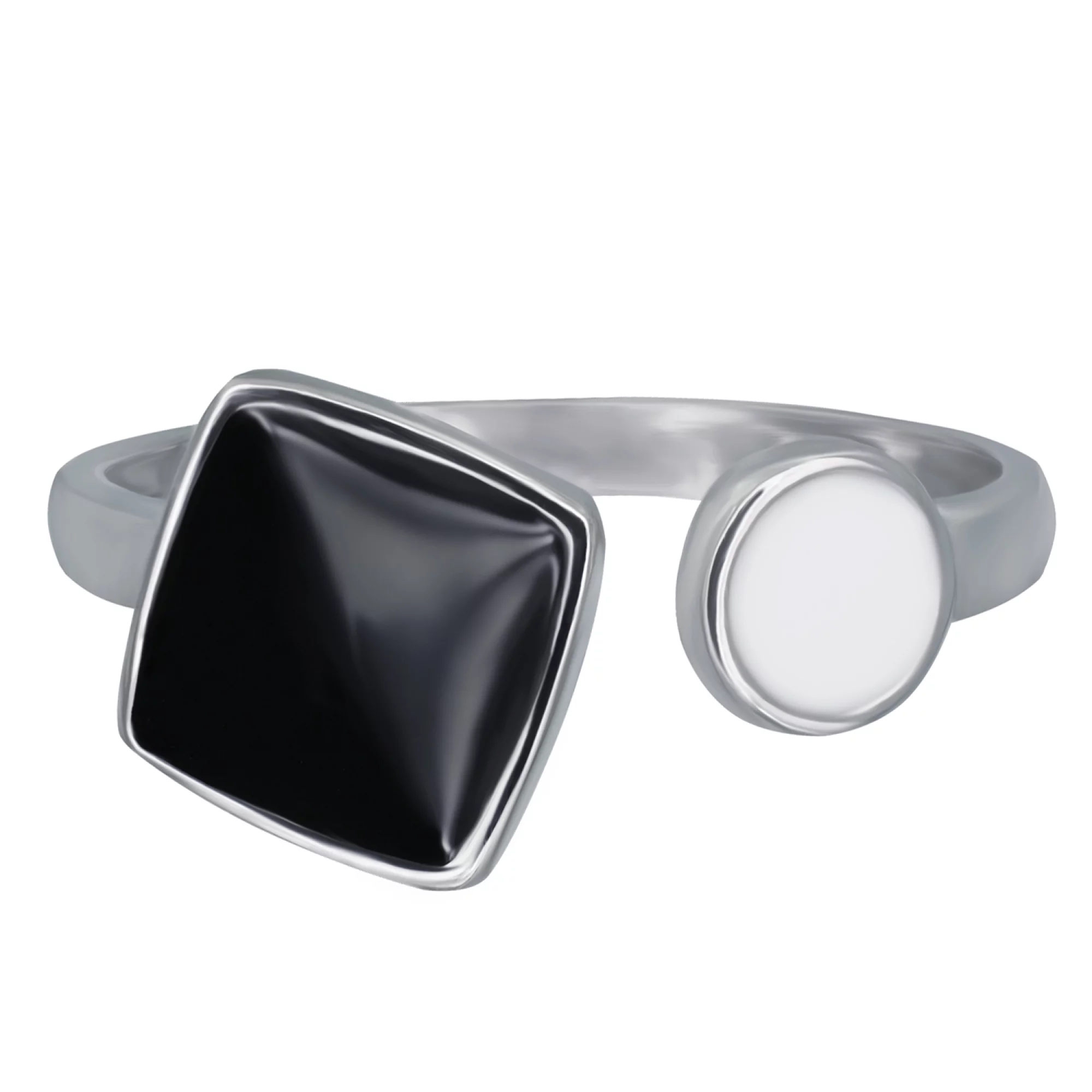 Кольцо серебряное с эмалью - 970742 – изображение 2