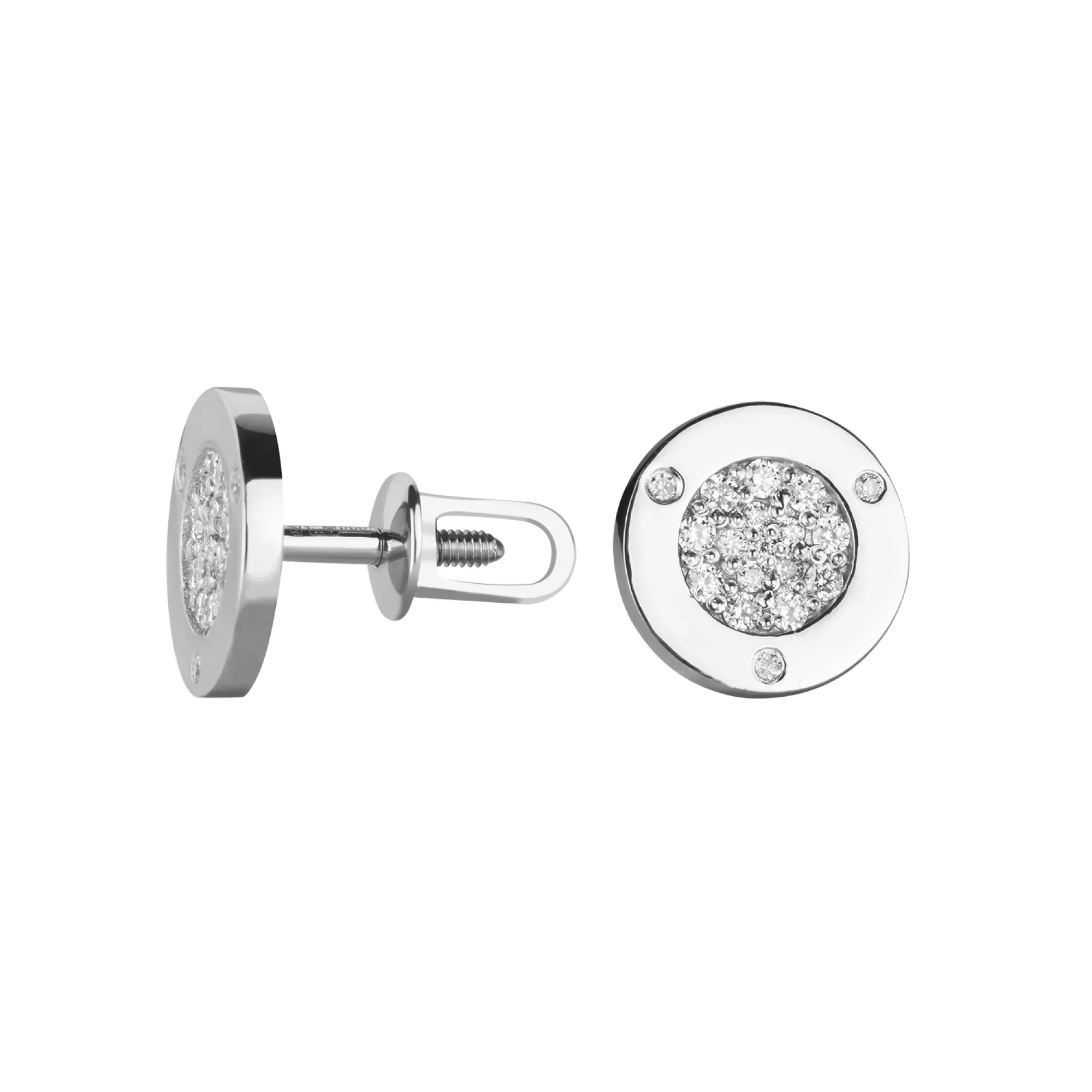 Серьги-гвоздики с бриллиантами в белом золоте - 628699 - 1