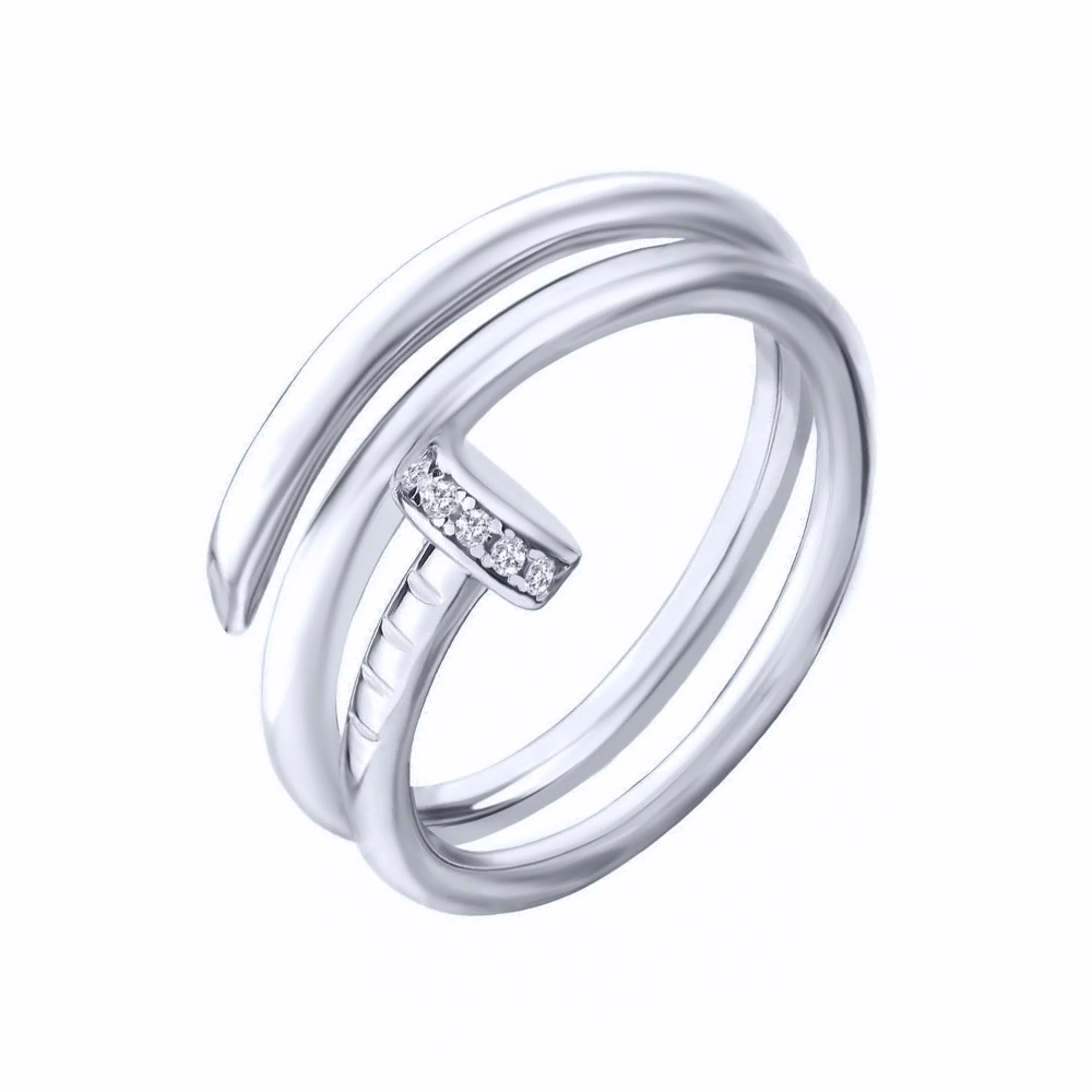 Серебряное кольцо "Гвоздь" с фианитами  - 1618110 – изображение 1