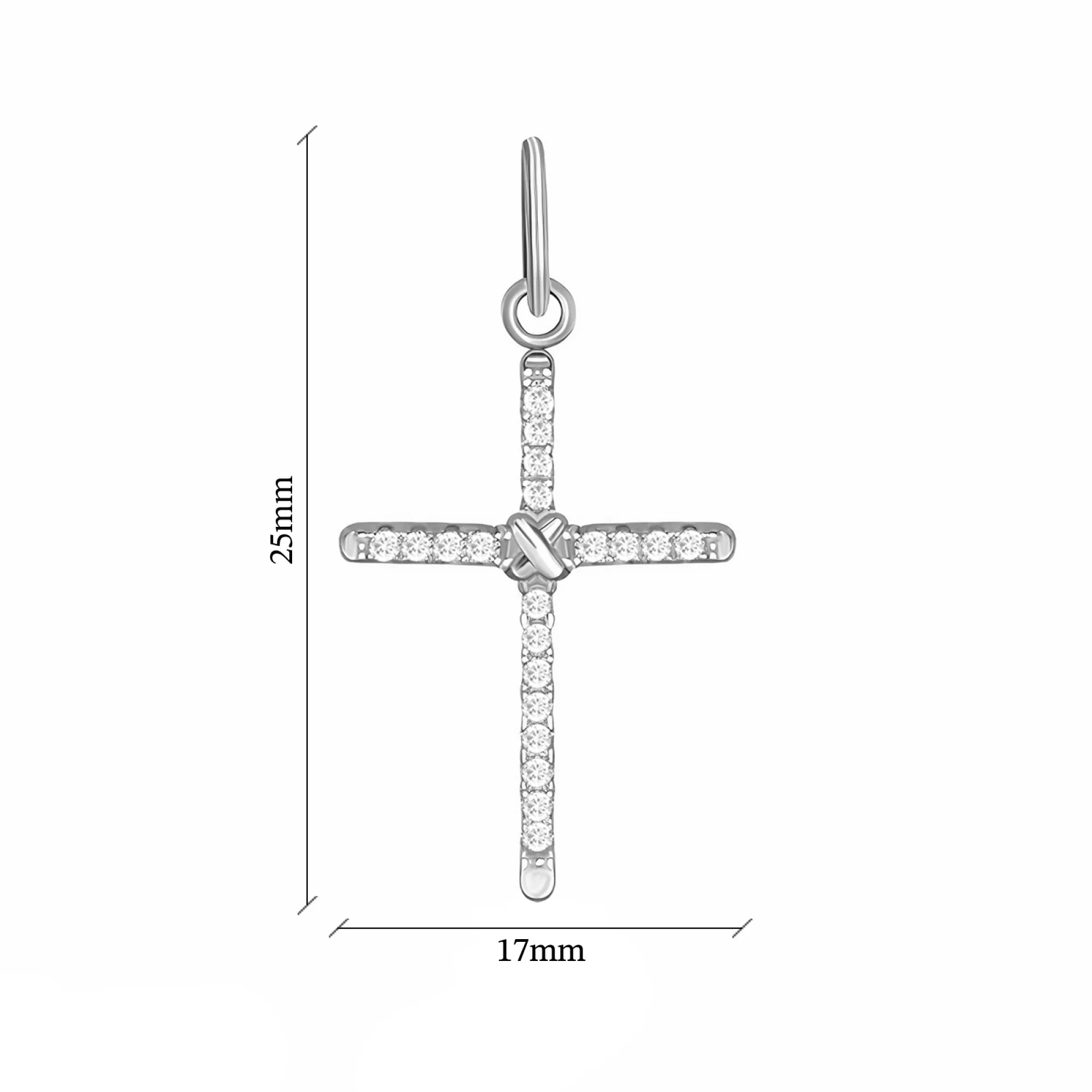 Крестик из серебра с фианитами - 1517198 – изображение 2