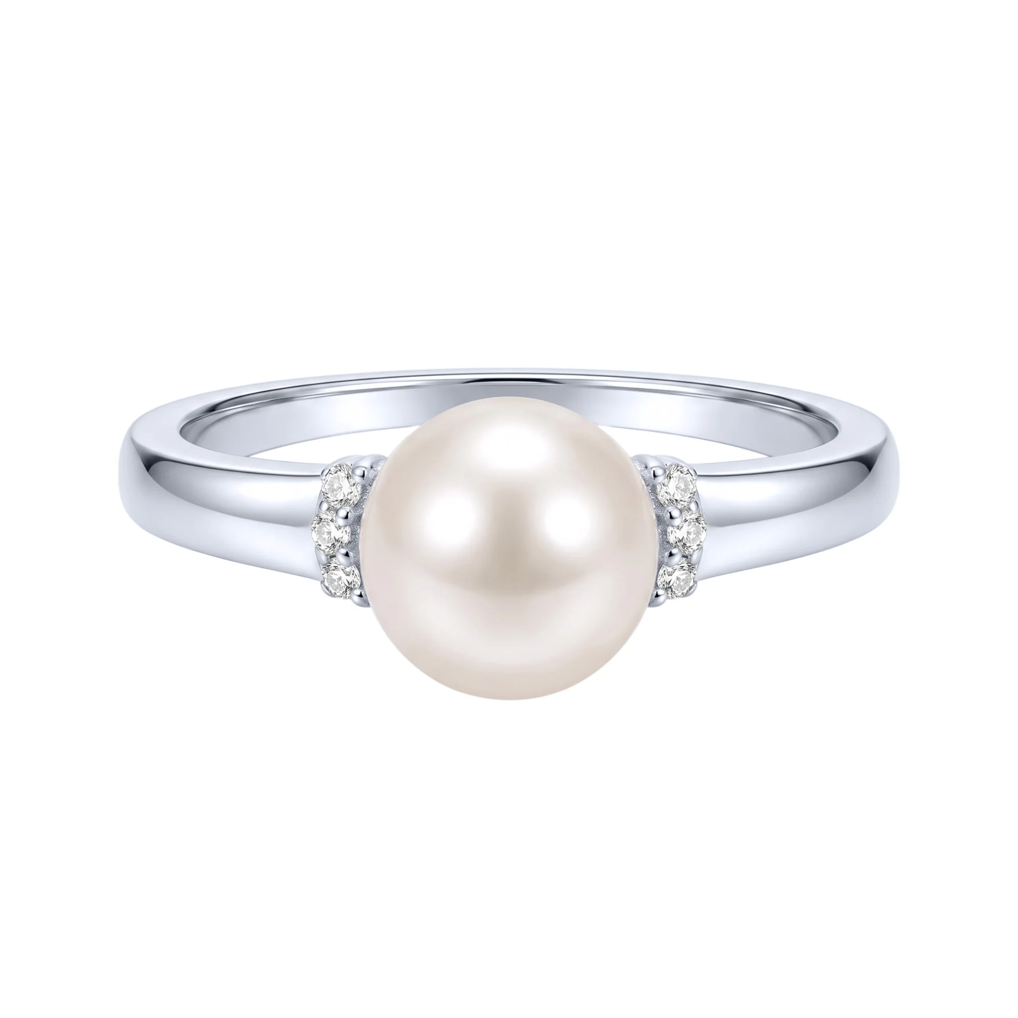 Серебряное кольцо с жемчужиной и фианитами - 2291286 - 2