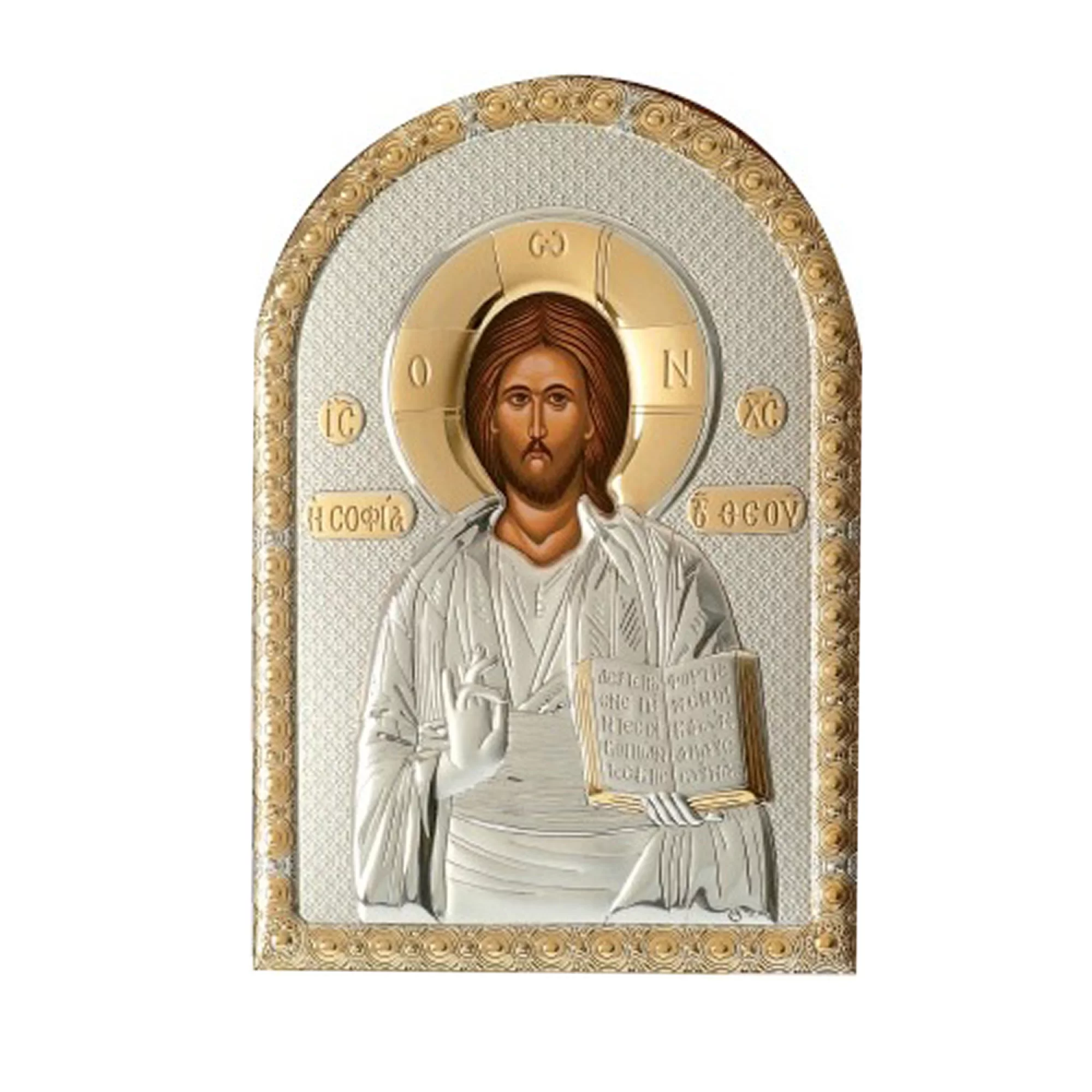 Серебряная икона "Иисус Христос" с позолотой - 1592605 – изображение 1