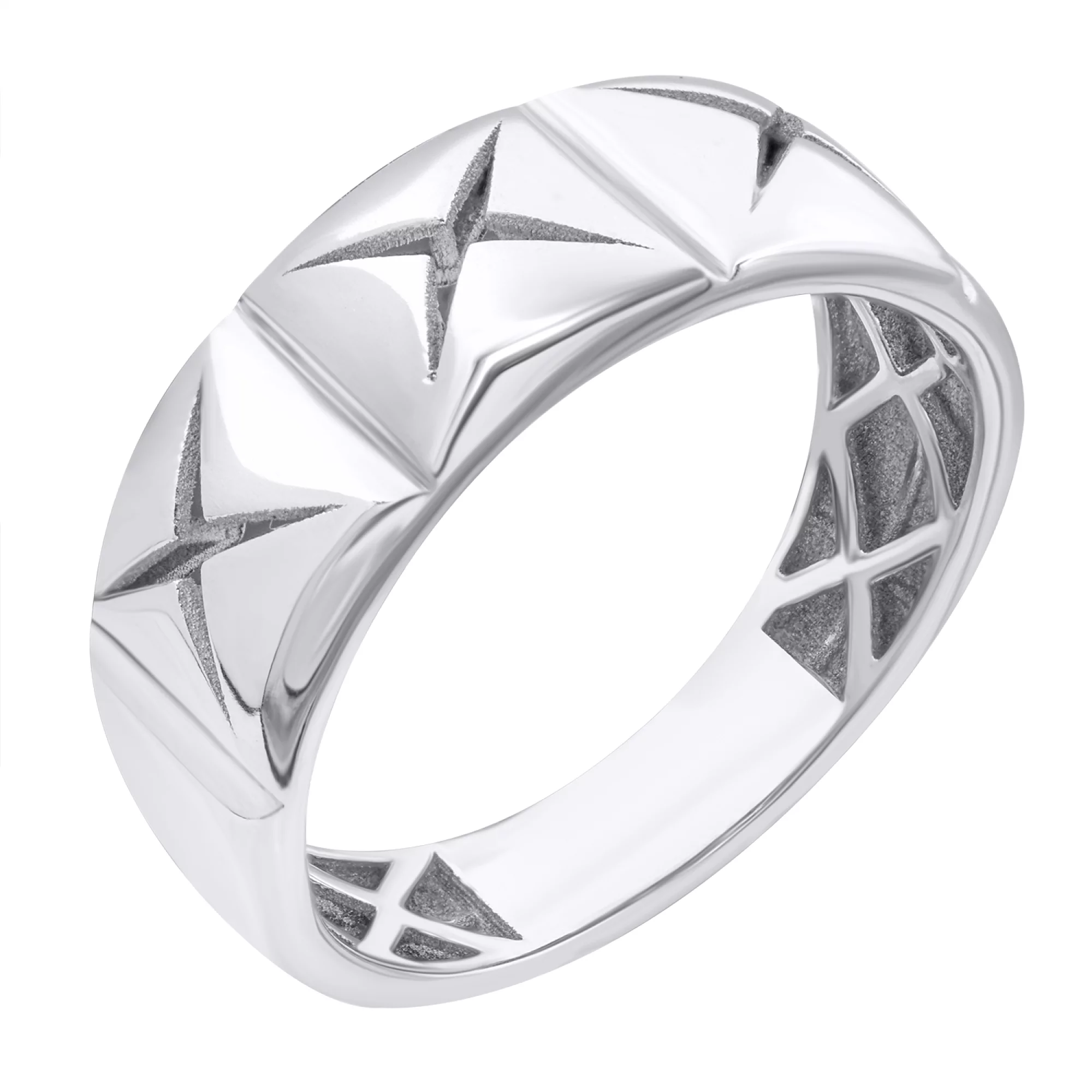 Кольцо серебряное с платиновым покрытием - 878664 – изображение 1