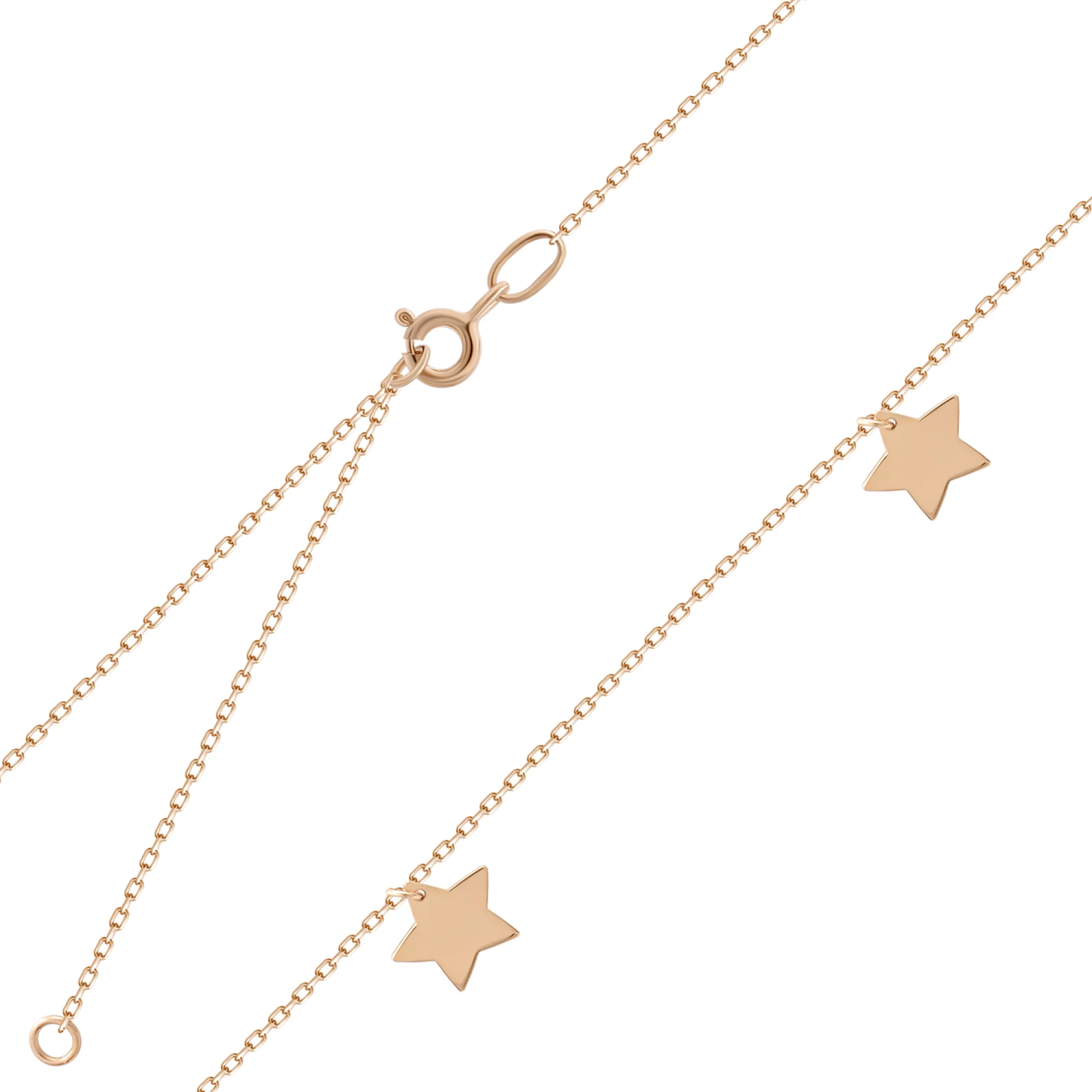 Колье из красного золота с подвесными звездами якорное плетение - 853091 – изображение 1