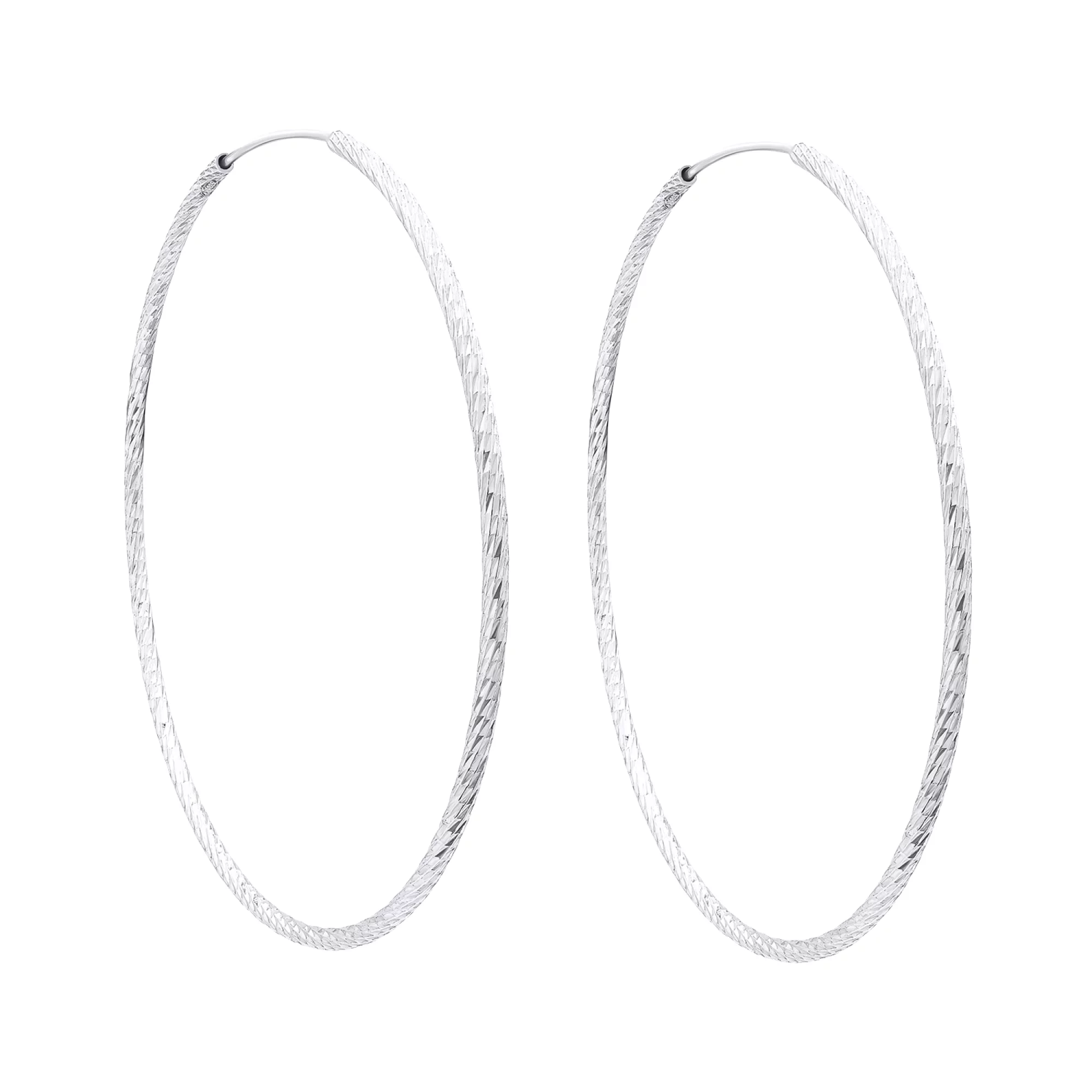 Сережки-кільця з алмазною гранню зі срібла - 1520594 – зображення 1