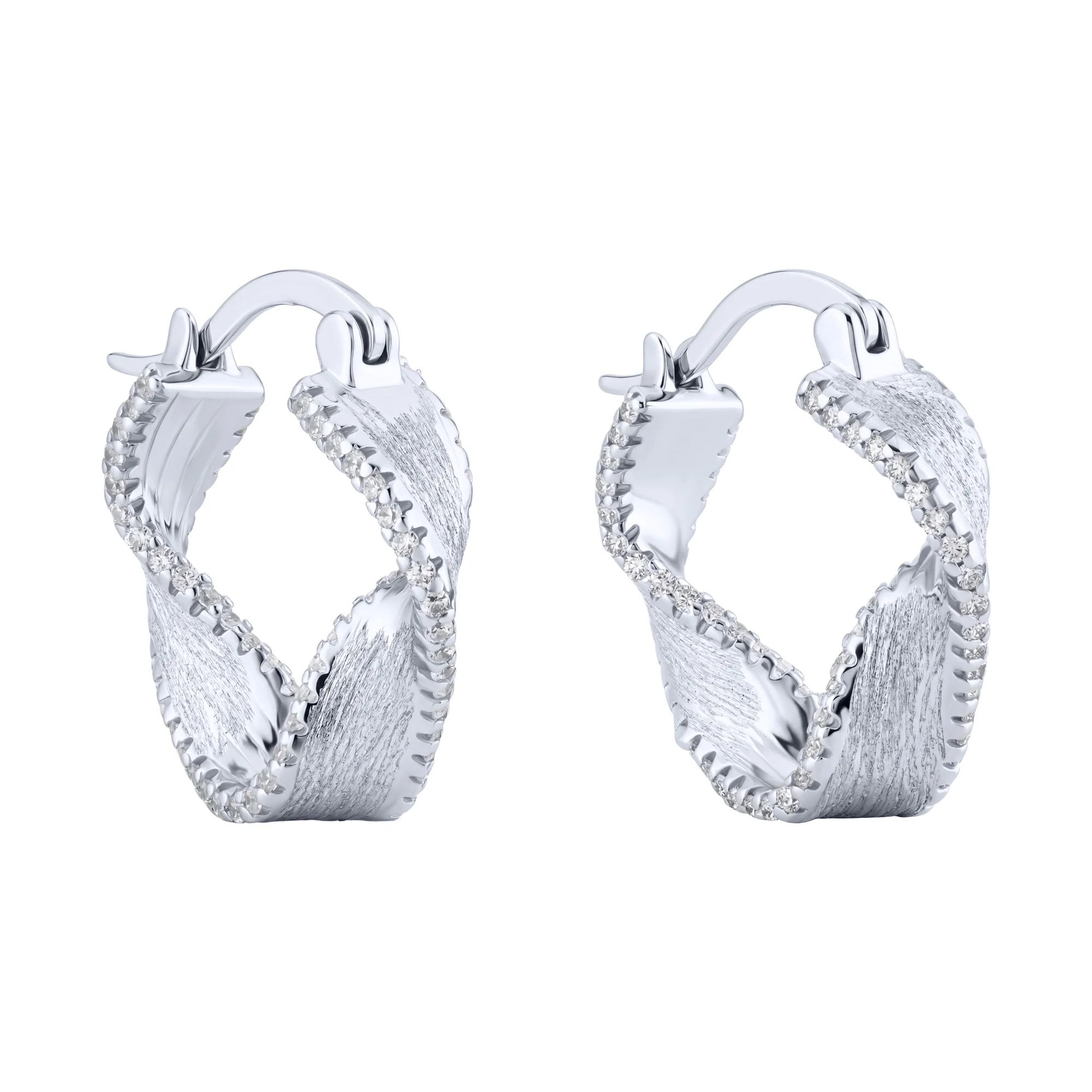 Серьги "Завитки" из серебра с фианитами  - 2216800 - 1