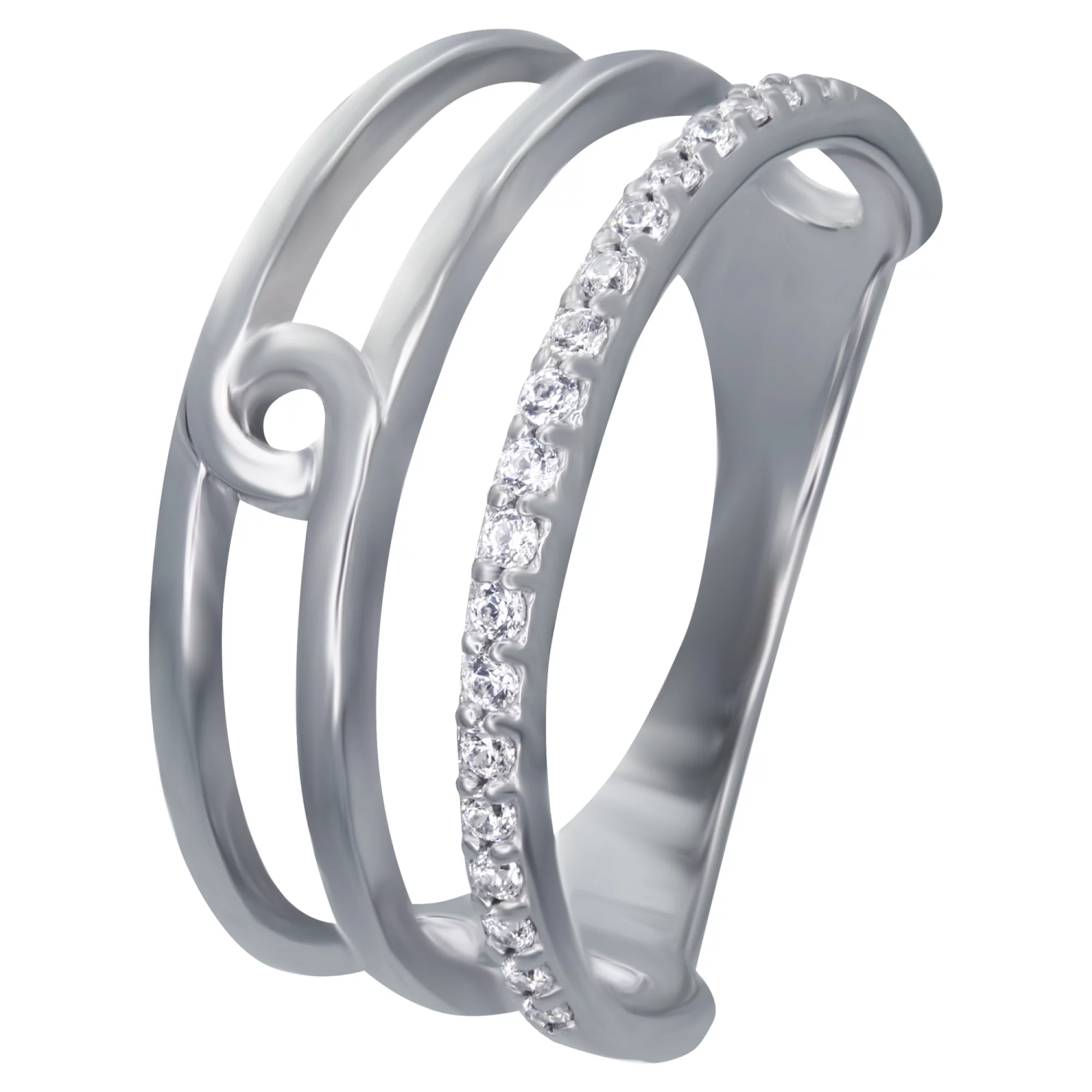 Кольцо серебряное с фианитом - 907461 – изображение 1