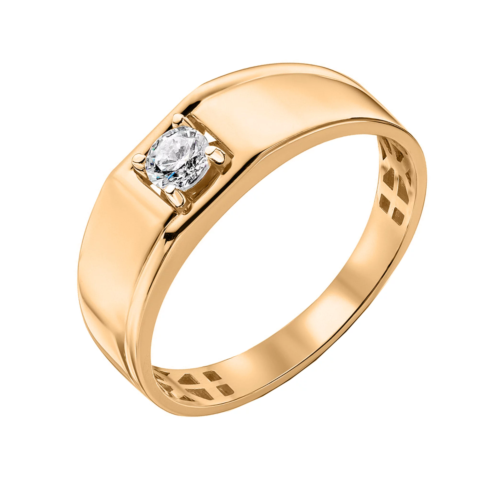 Перстень у червоному золоті з фіанітом - 1695221 – зображення 1