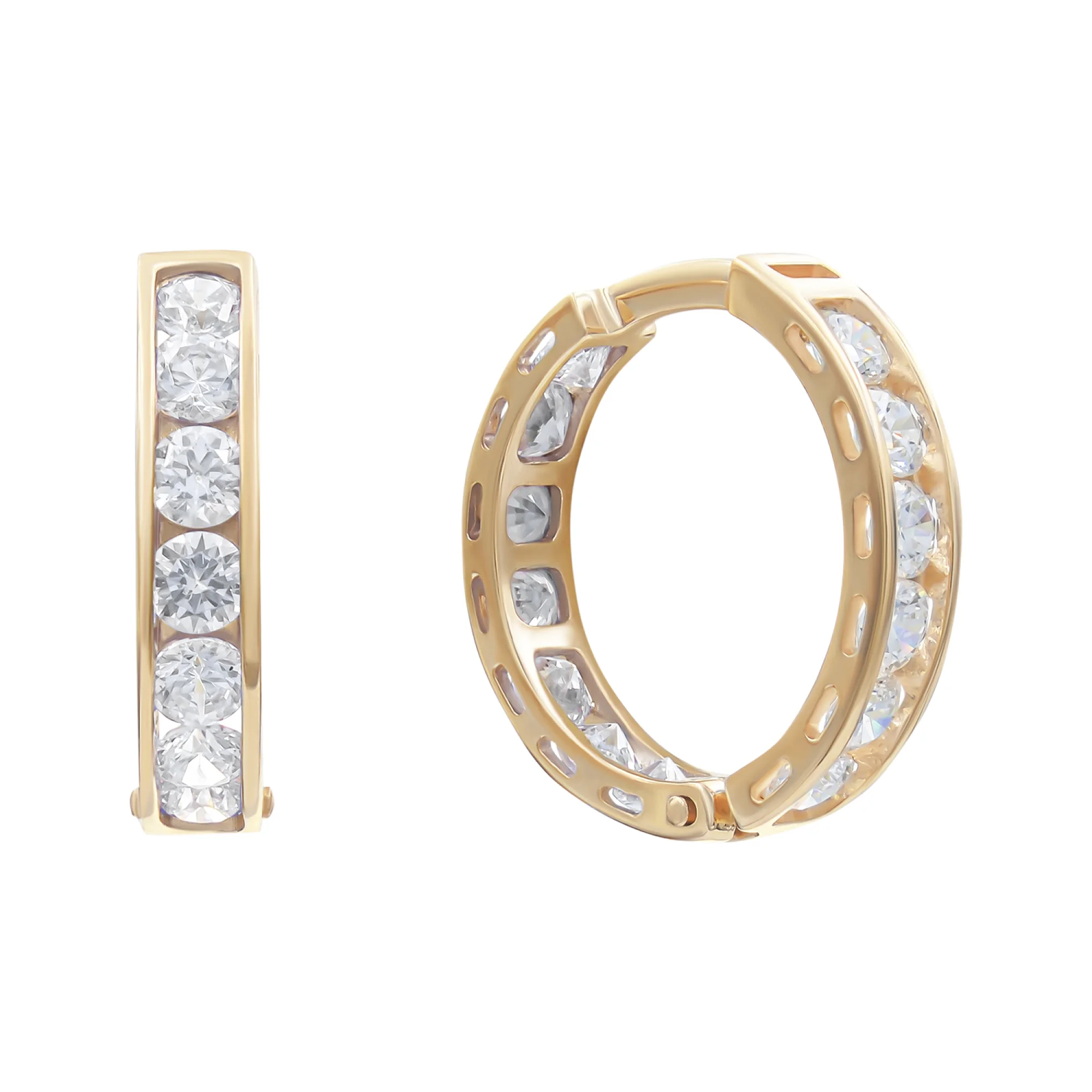 Серьги с фианитами в красном золоте - 826008 - 1