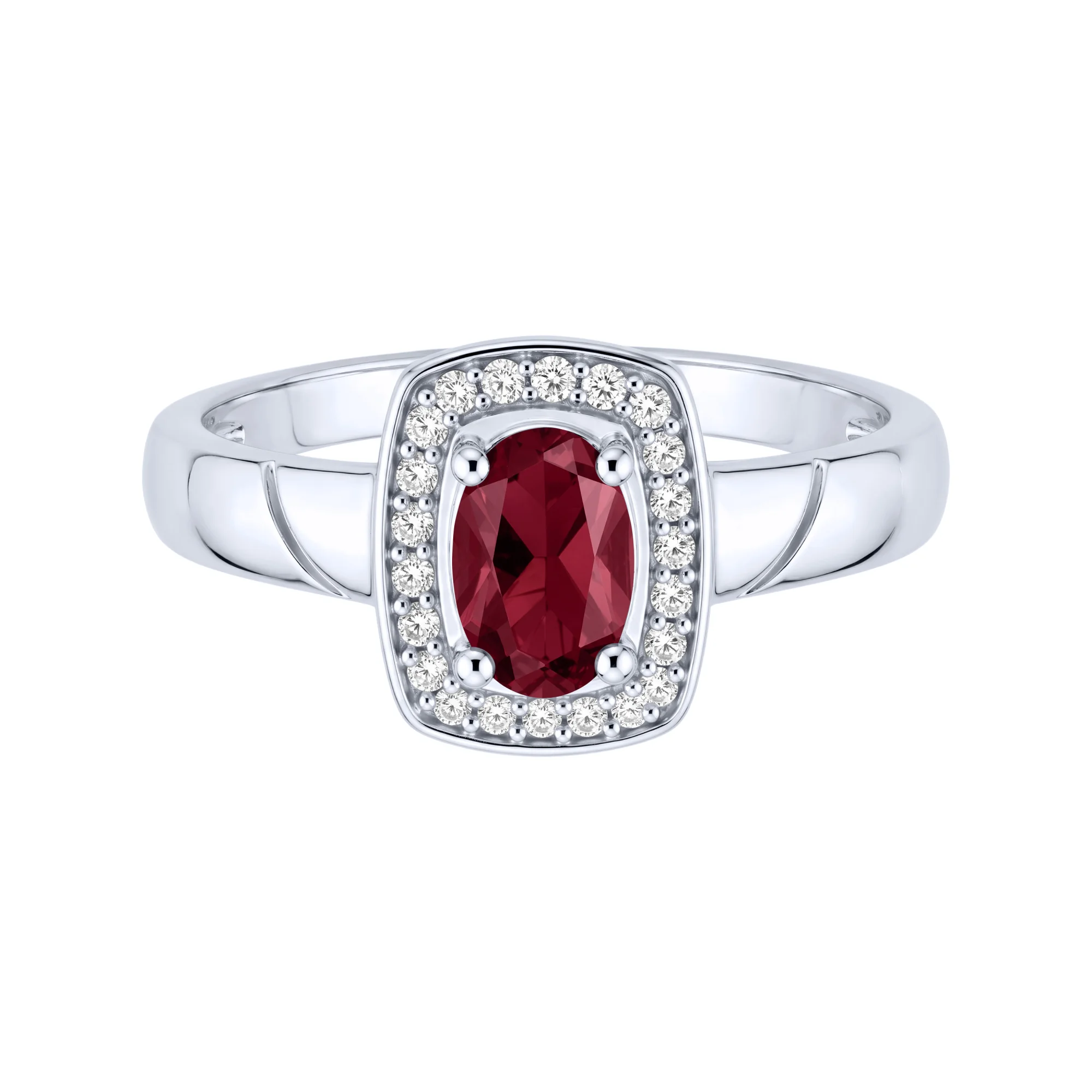 Серебряное кольцо "Квадрат" с рубином и фианитами - 2297425 - 2