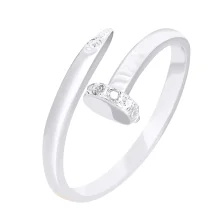 Каблучка зі срібла "Цвях" з фіанітами - 1534995