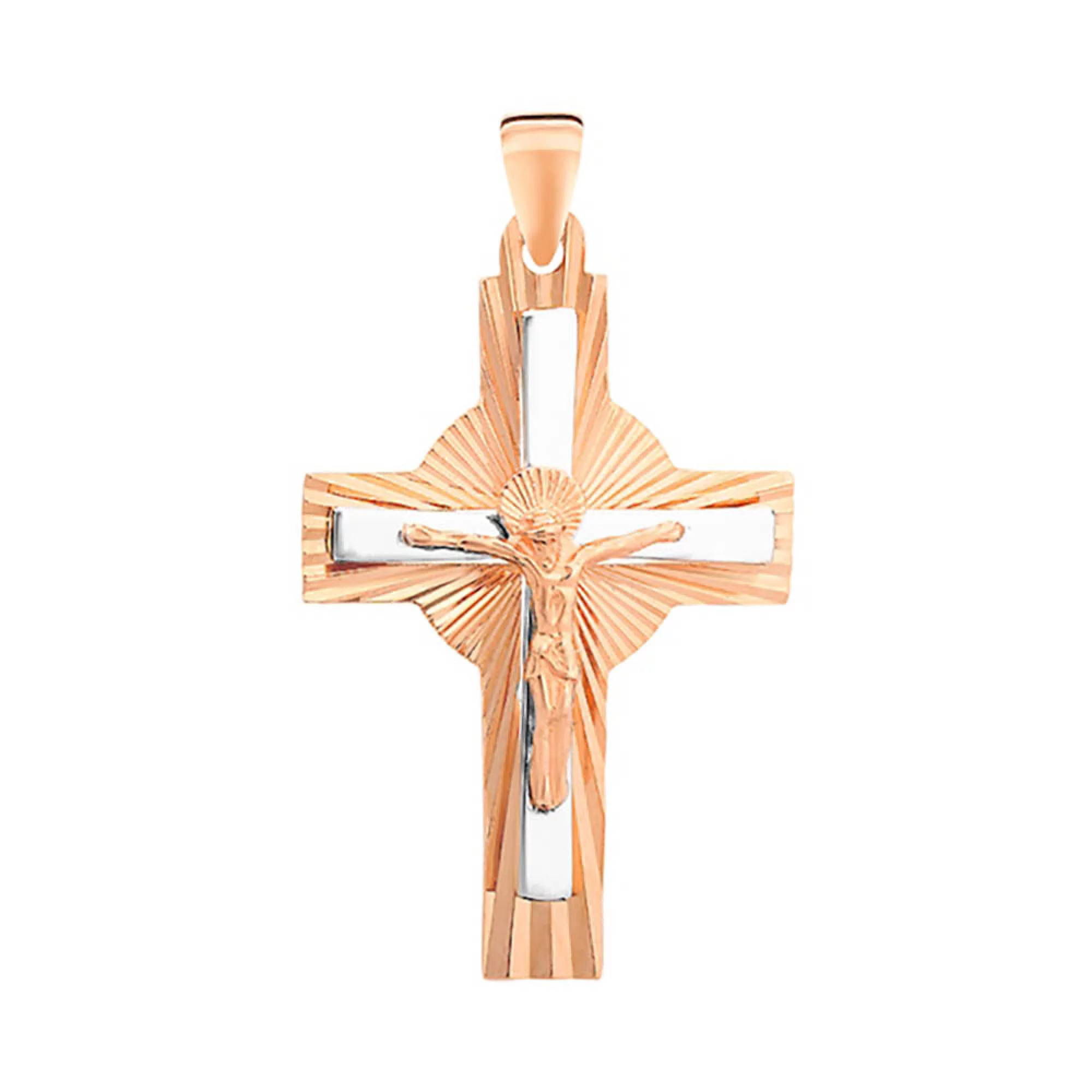 Хрестик з комбінованого золота - 961938 – зображення 1