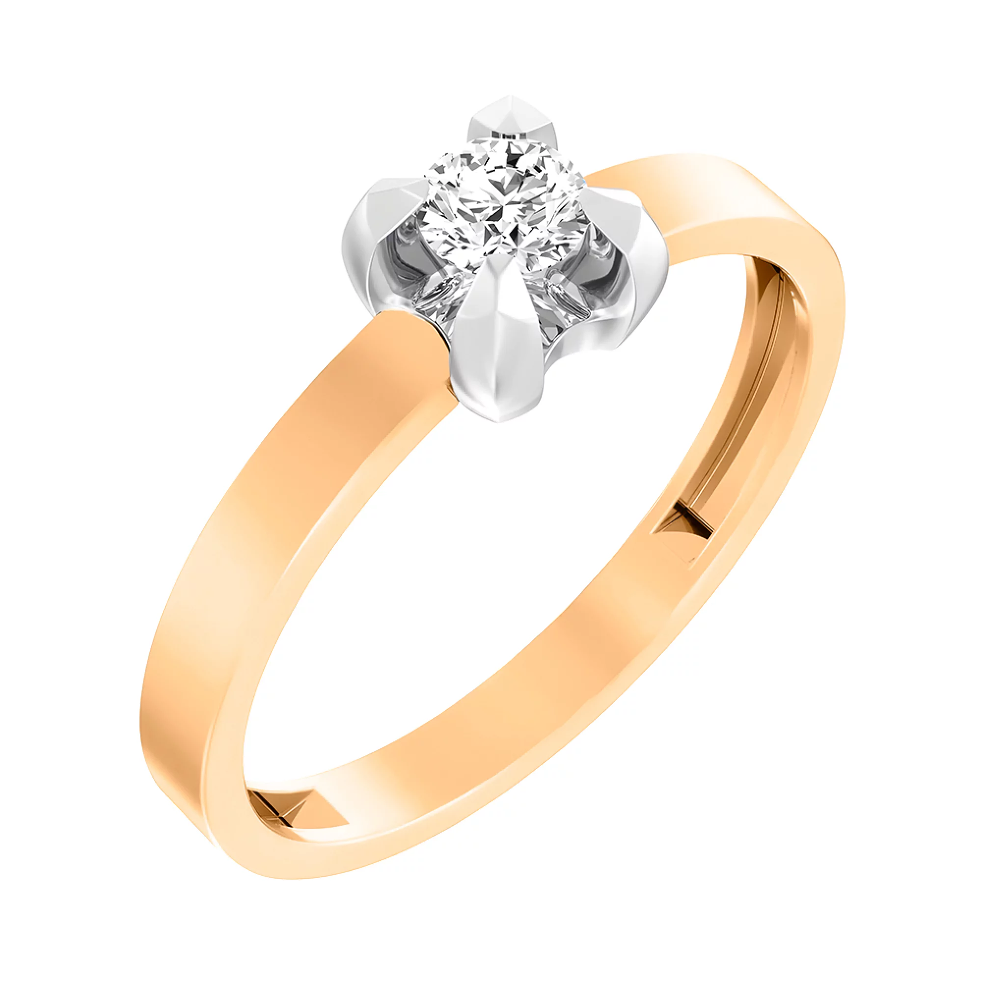 Золотое кольцо с фианитом - 585443 – изображение 1
