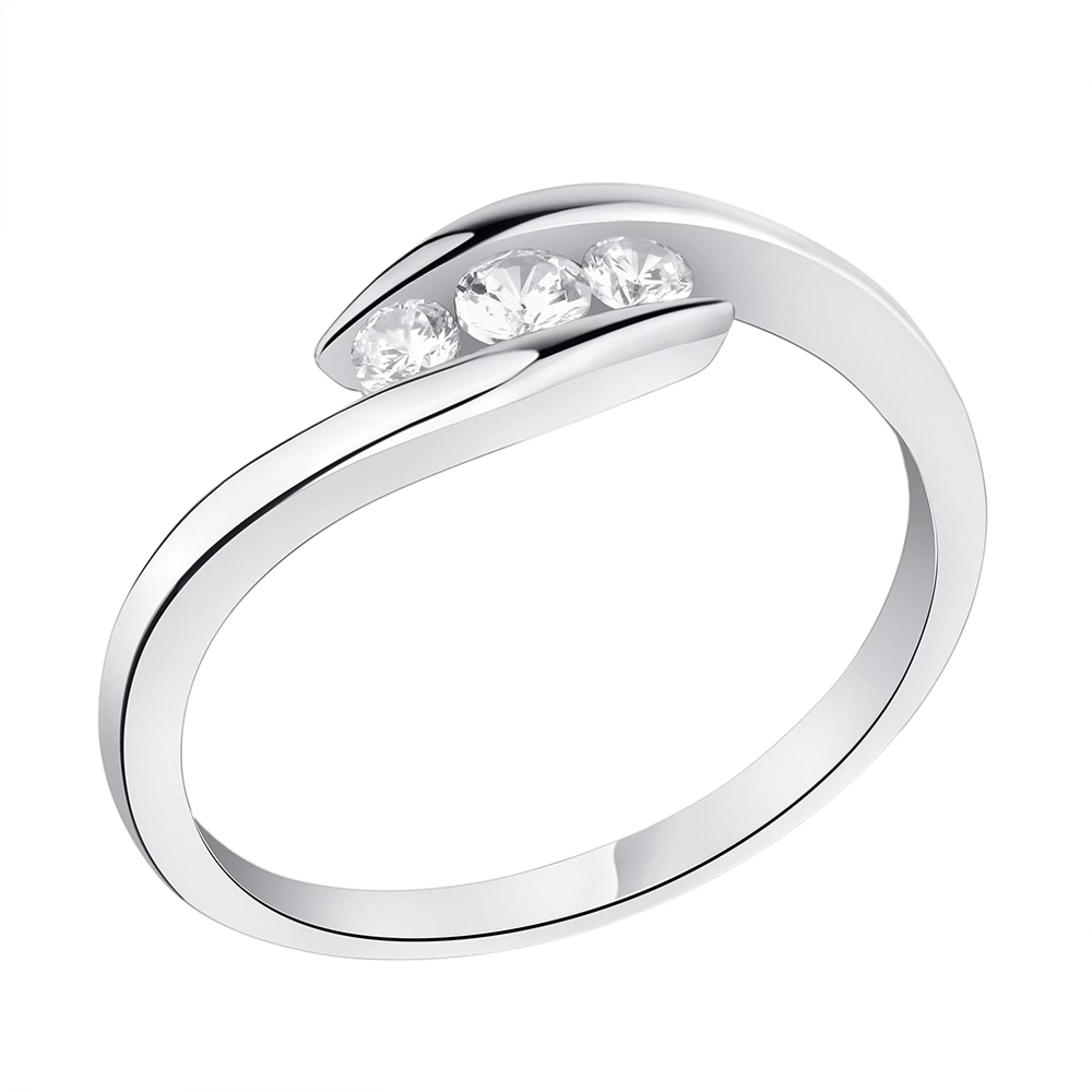 Серебряное кольцо с фианитом - 1303075 – изображение 1