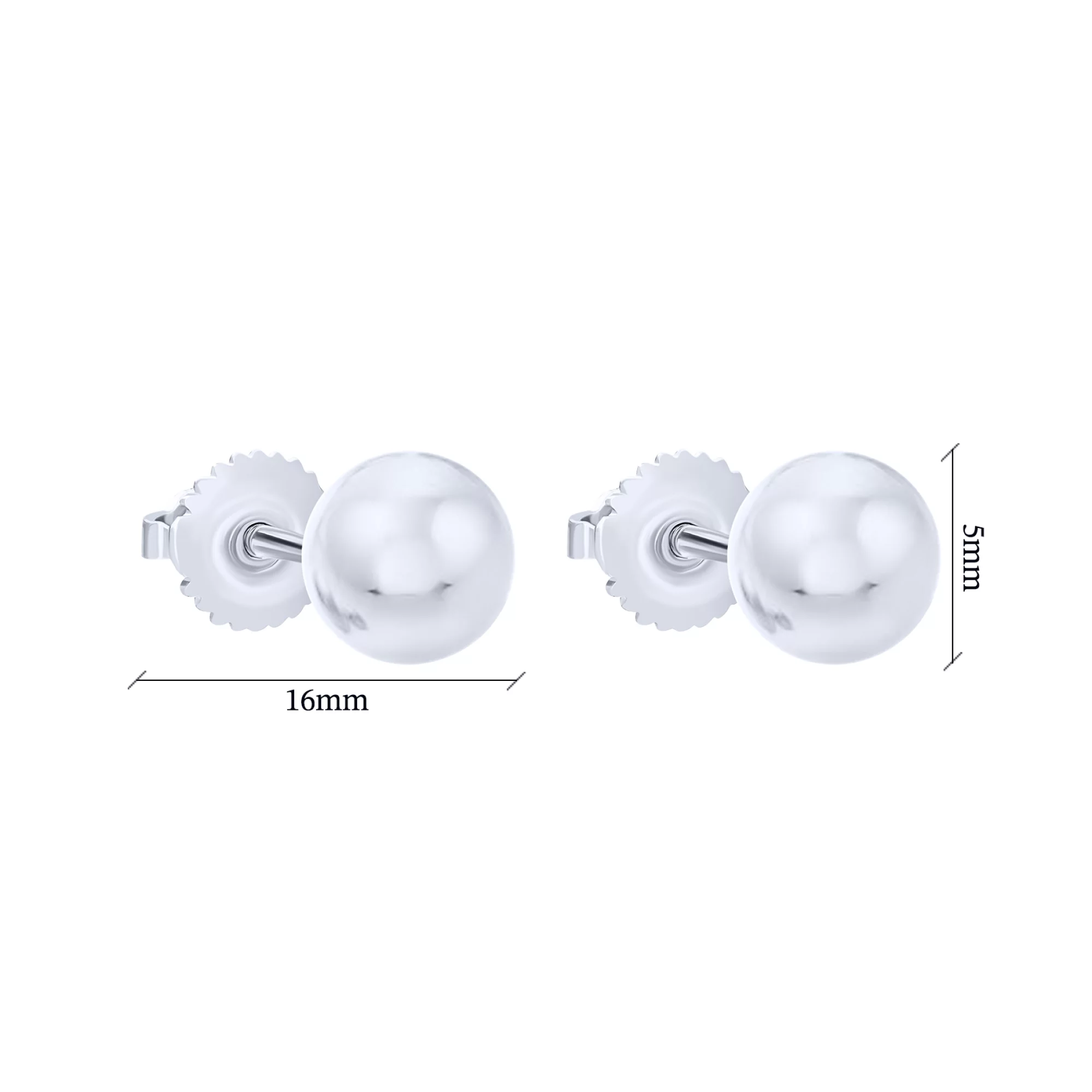Сережки-гвоздики срібні у формі кульок - 1626523 – зображення 3