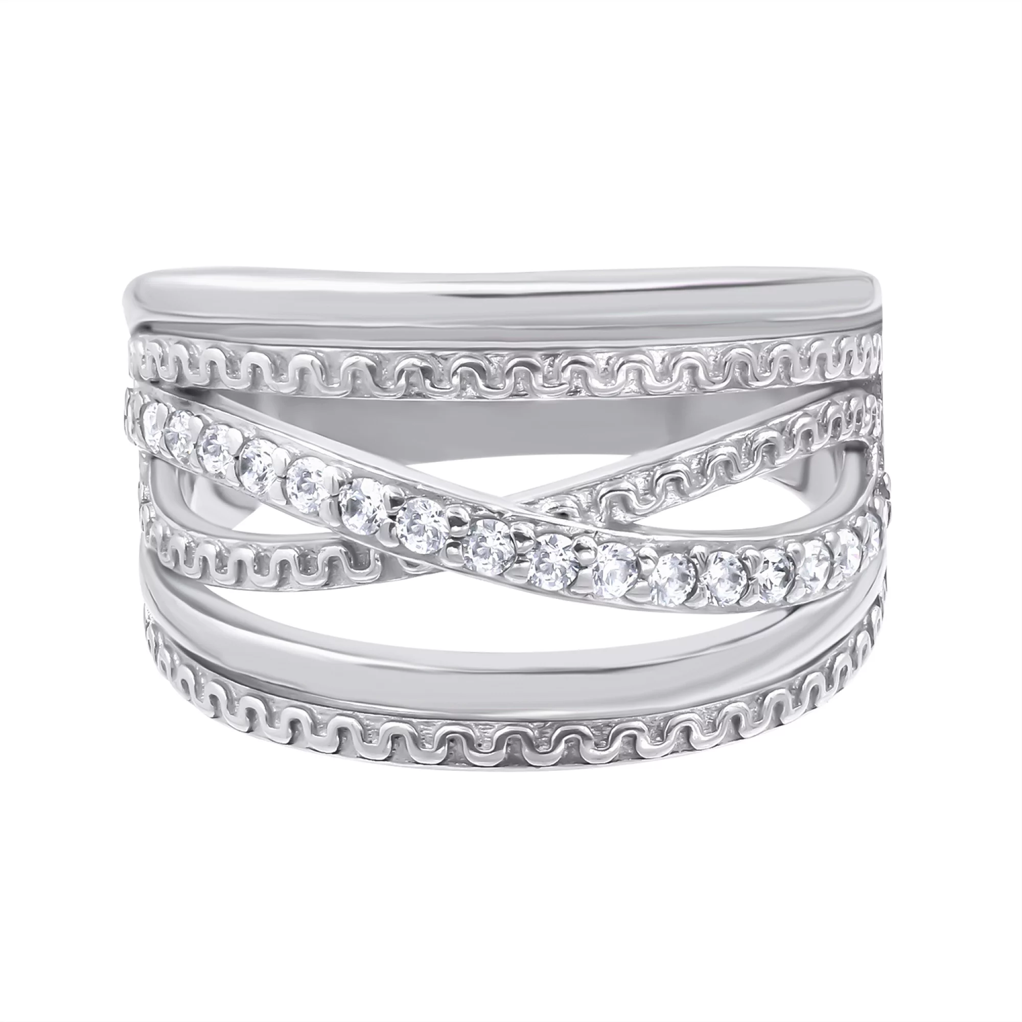 Серебряное кольцо с фианитом - 1414035 – изображение 2