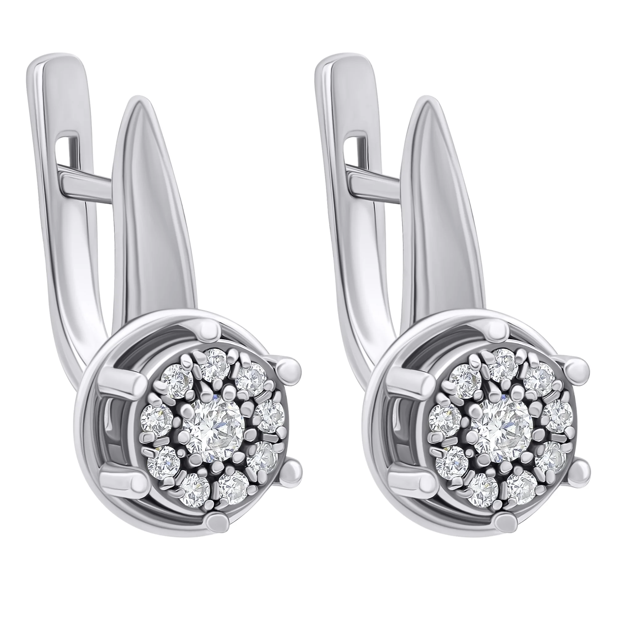 Сережки из белого золота с бриллиантами - 773621 - 1