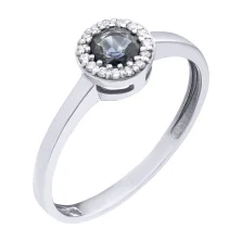 Каблучка з білого золота з діамантами і сапфіром - 872712