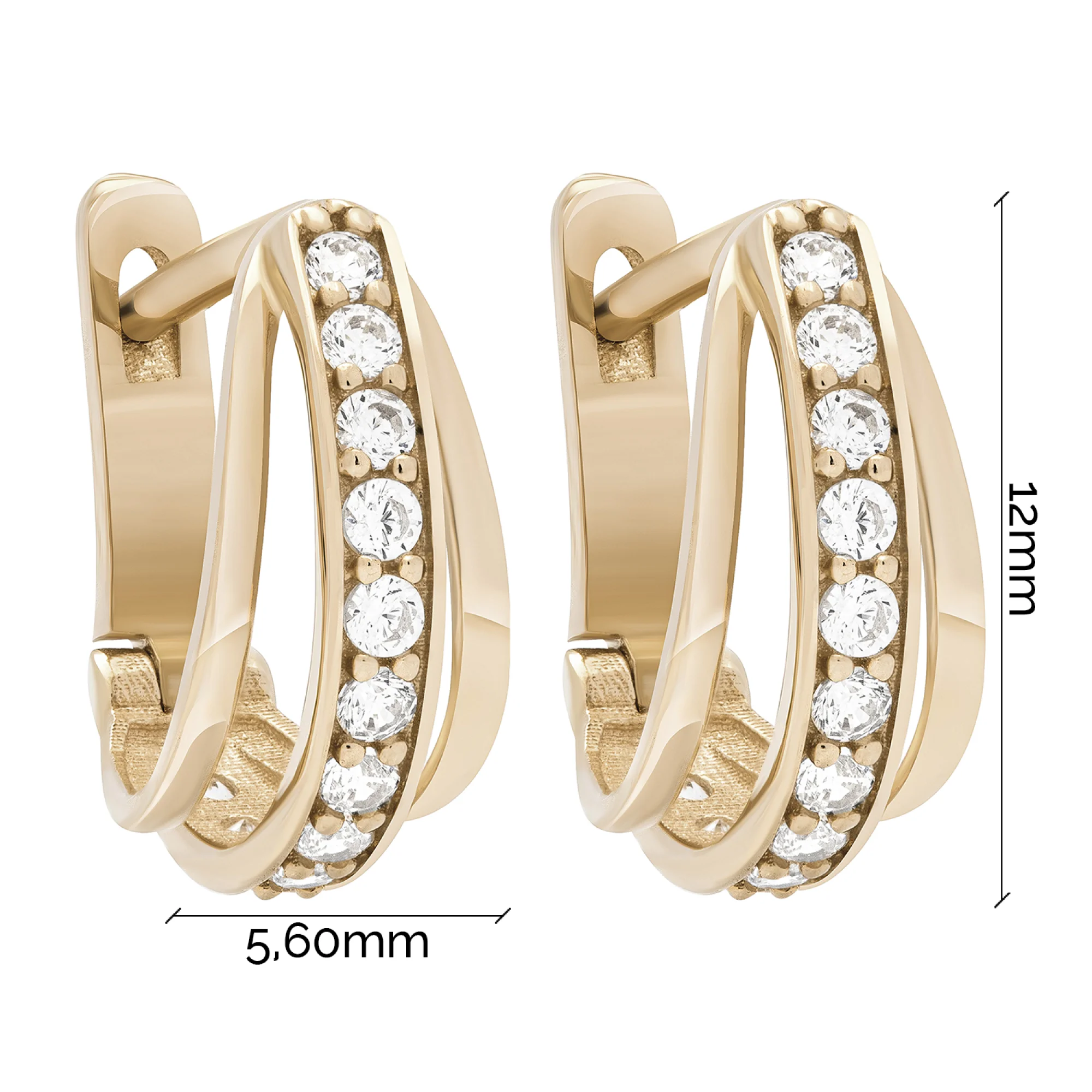 Сережки из красного золота с фианитами - 1747664 - 5