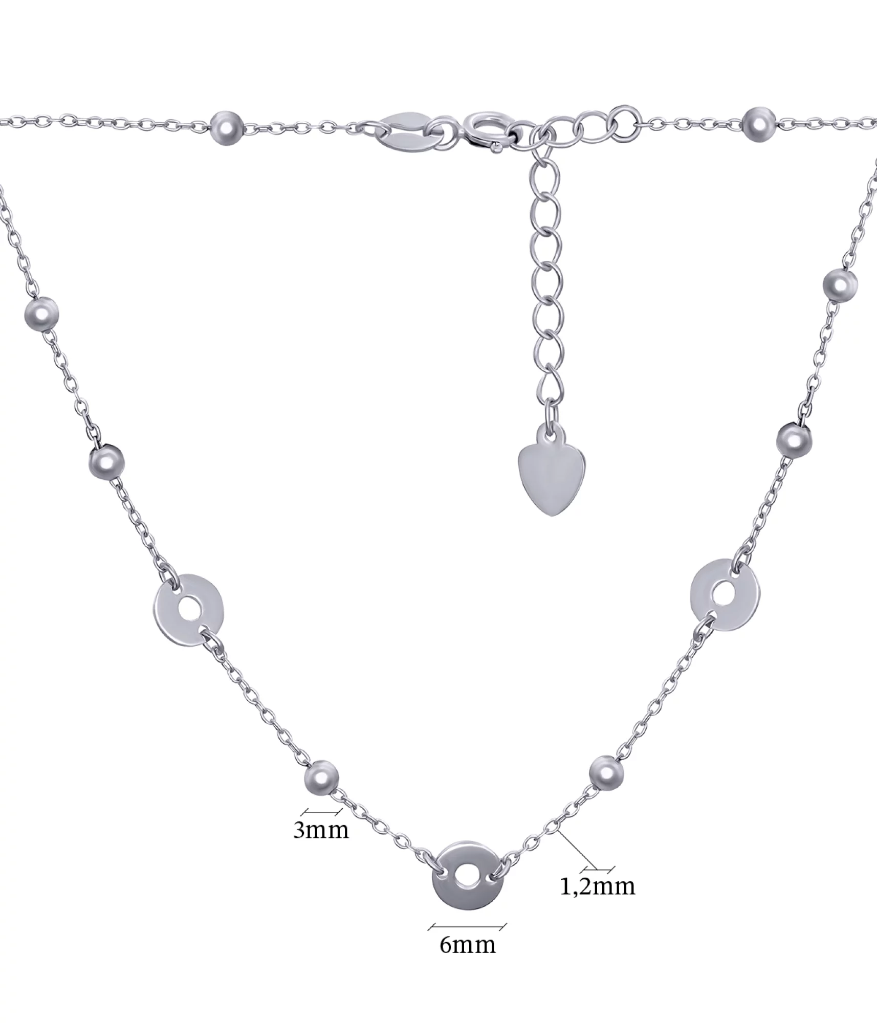 Колье серебряное с шариками в якорном плетении - 896679 – изображение 2