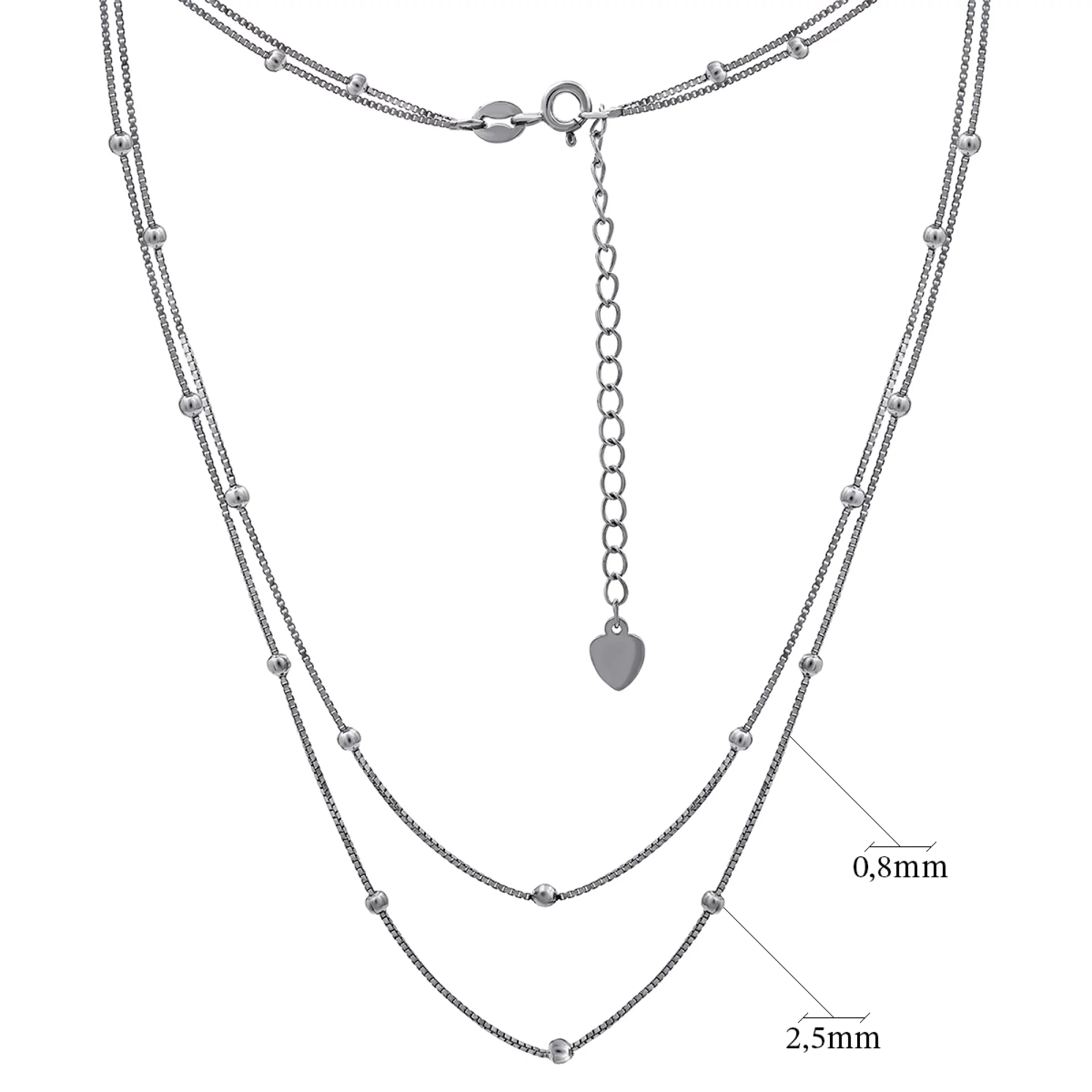 Колье серебряное с шариками венецианское плетение - 1269044 – изображение 2