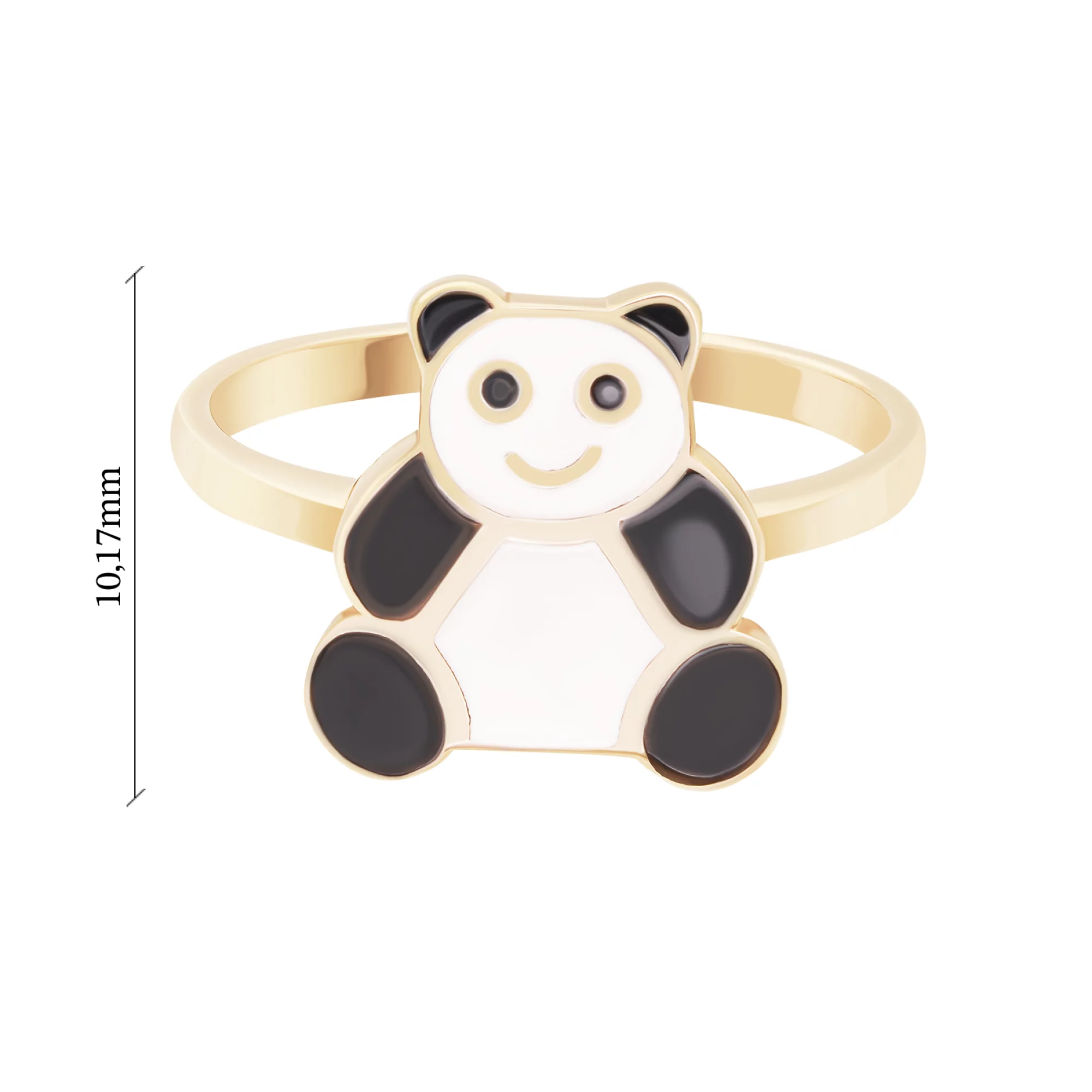 Кольцо в красном золоте "Панда" с эмалью - 1717017 – изображение 3
