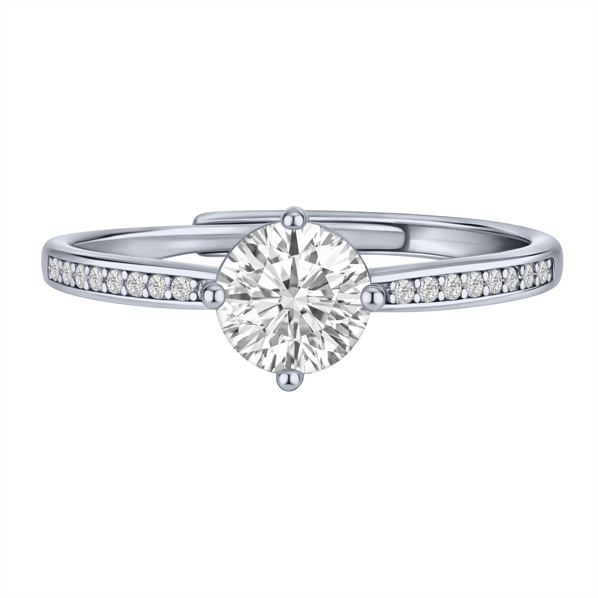 Серебрянное кольцо с фианитами раздвижное - 2001901 - 2