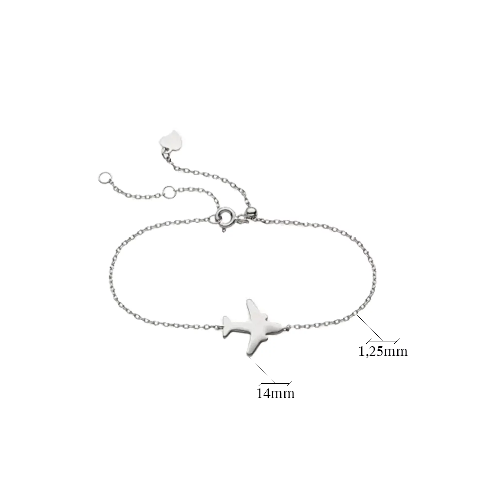 Срібний браслет "Літак" у плетінні якір - 1346797 – зображення 2