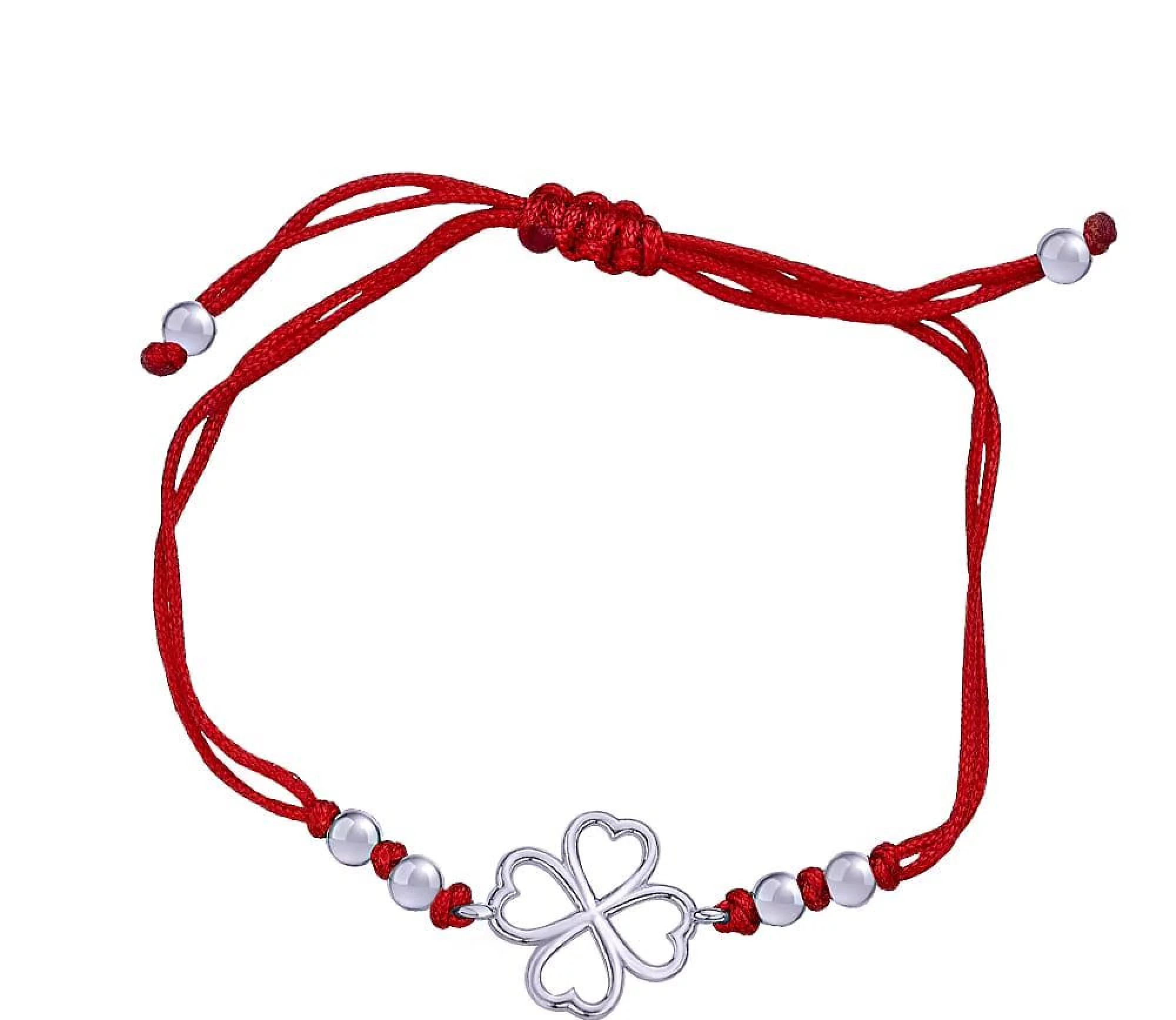 Красная нить с серебряной вставкой Сердечки - 457900 – изображение 1