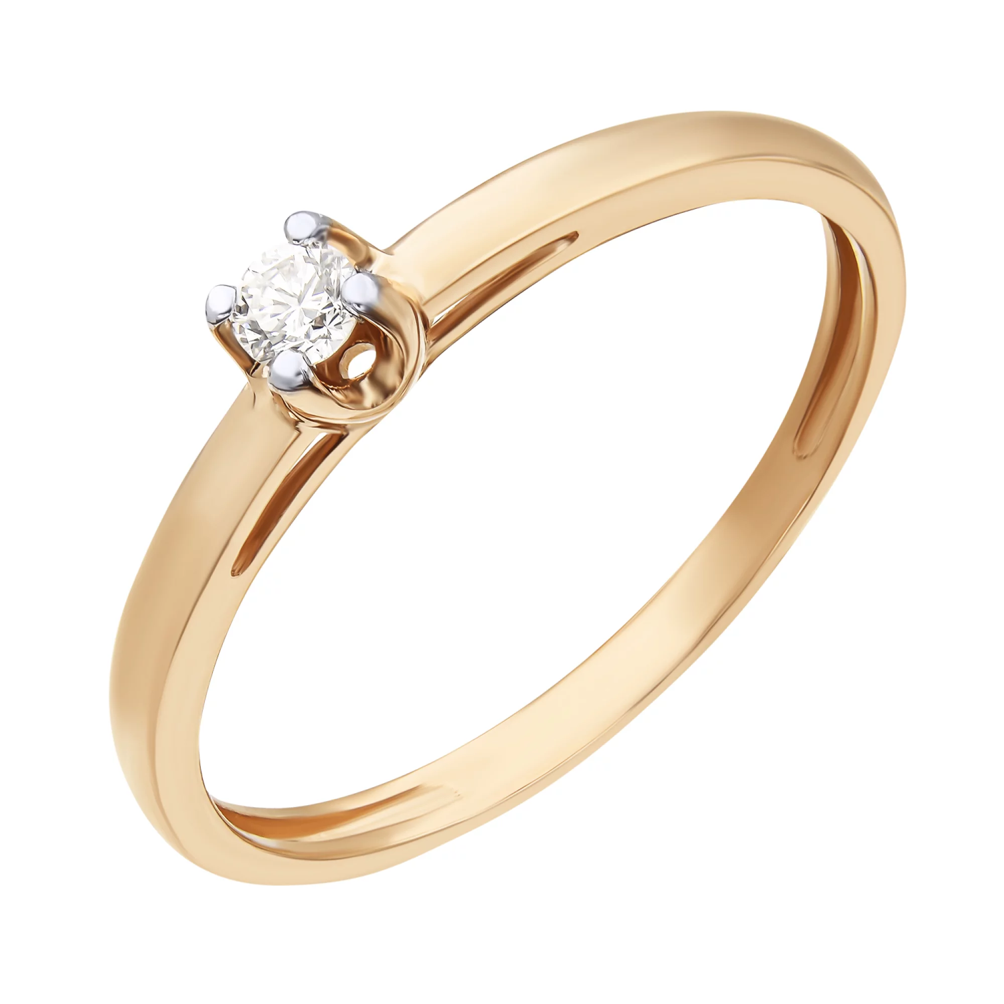 Кольцо из красного золота с бриллиантом - 870511 – изображение 1