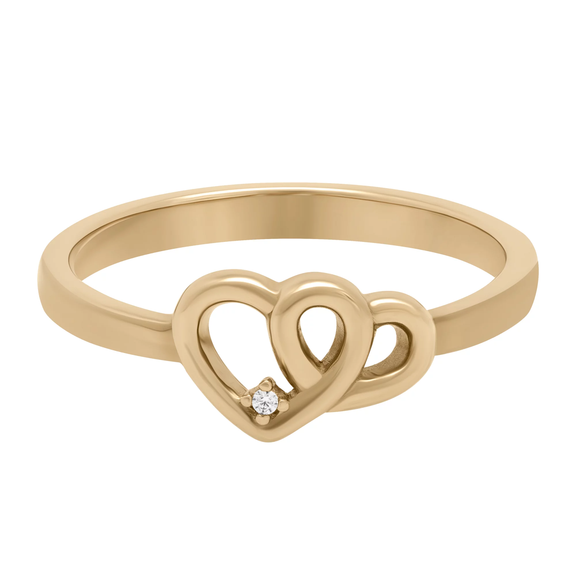 Кольцо "Сердечки" из красного золота с фианитом - 1690921 – изображение 4