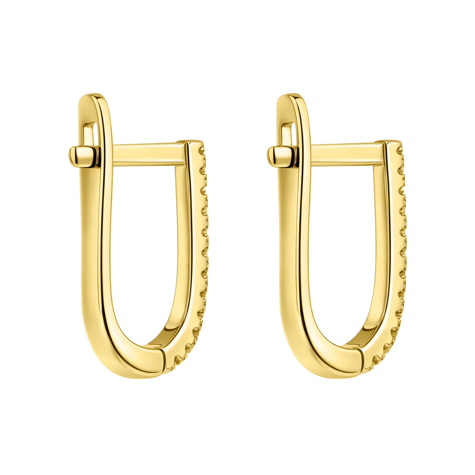 Сережки-дорожки из желтого золота с фианитами  - 2294969 - 2