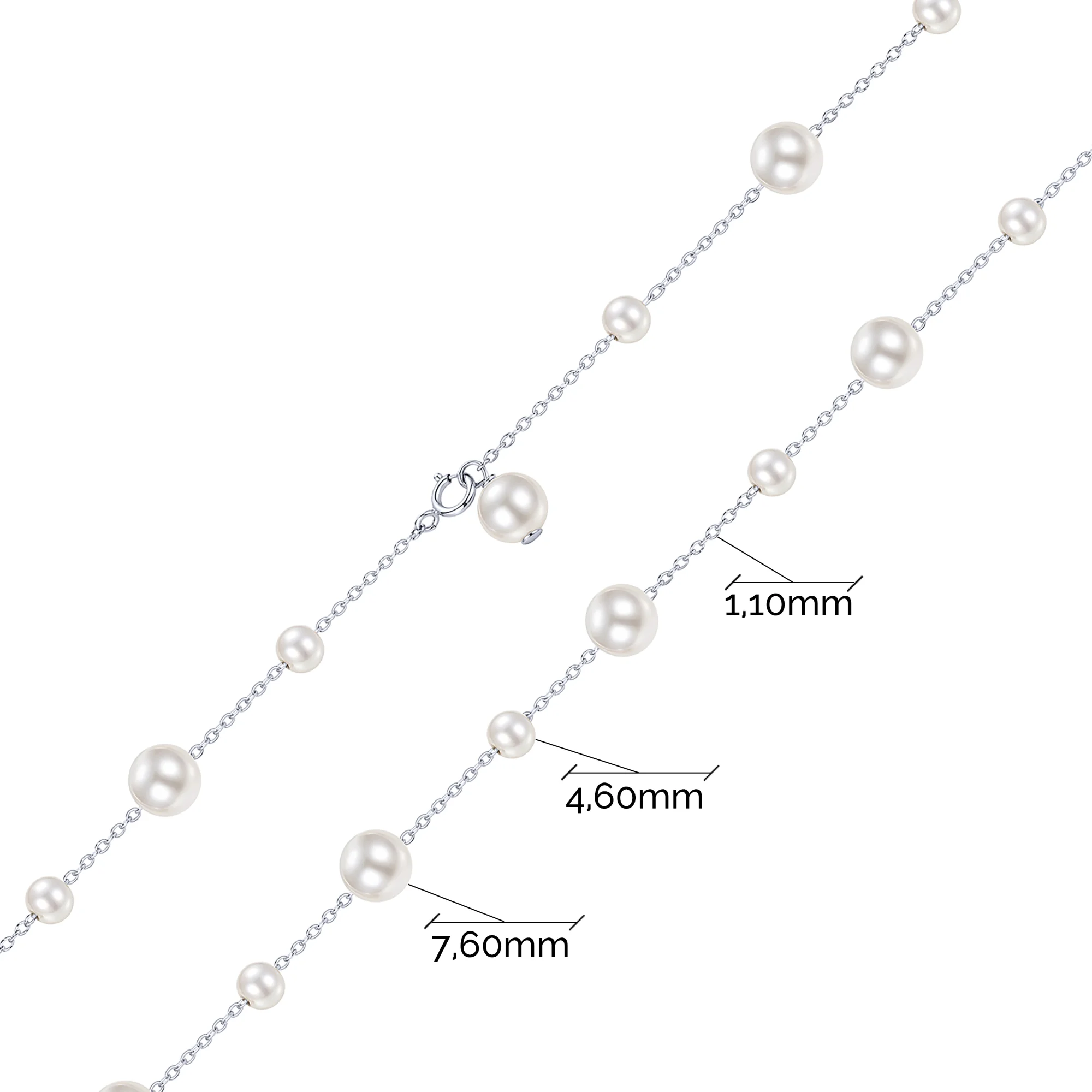 Колье из серебра с жемчугом в якорном плетении  - 2294630 - 3