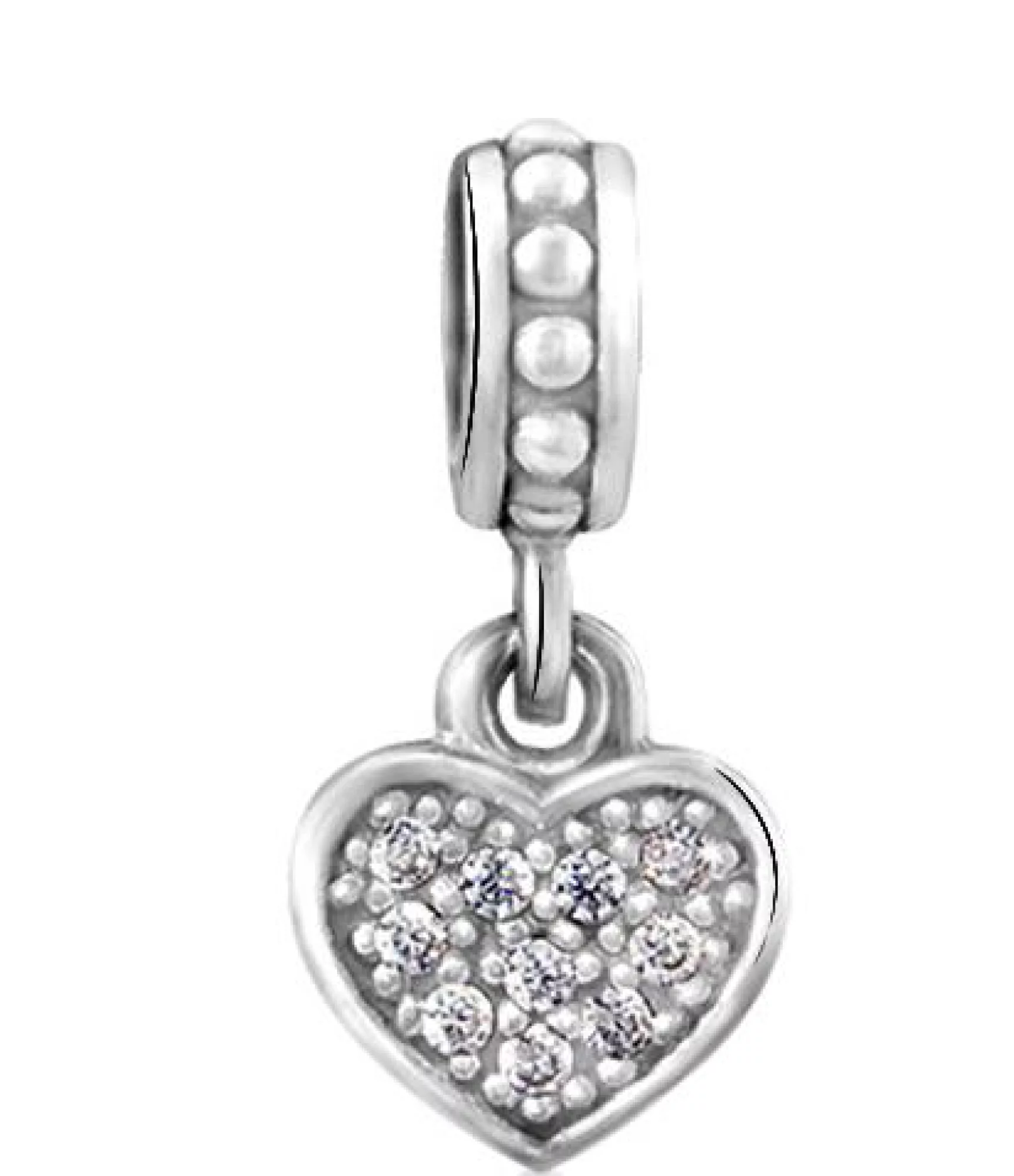 Шарм с подвесом "Сердца" из серебра с фианитом - 436467 – изображение 3