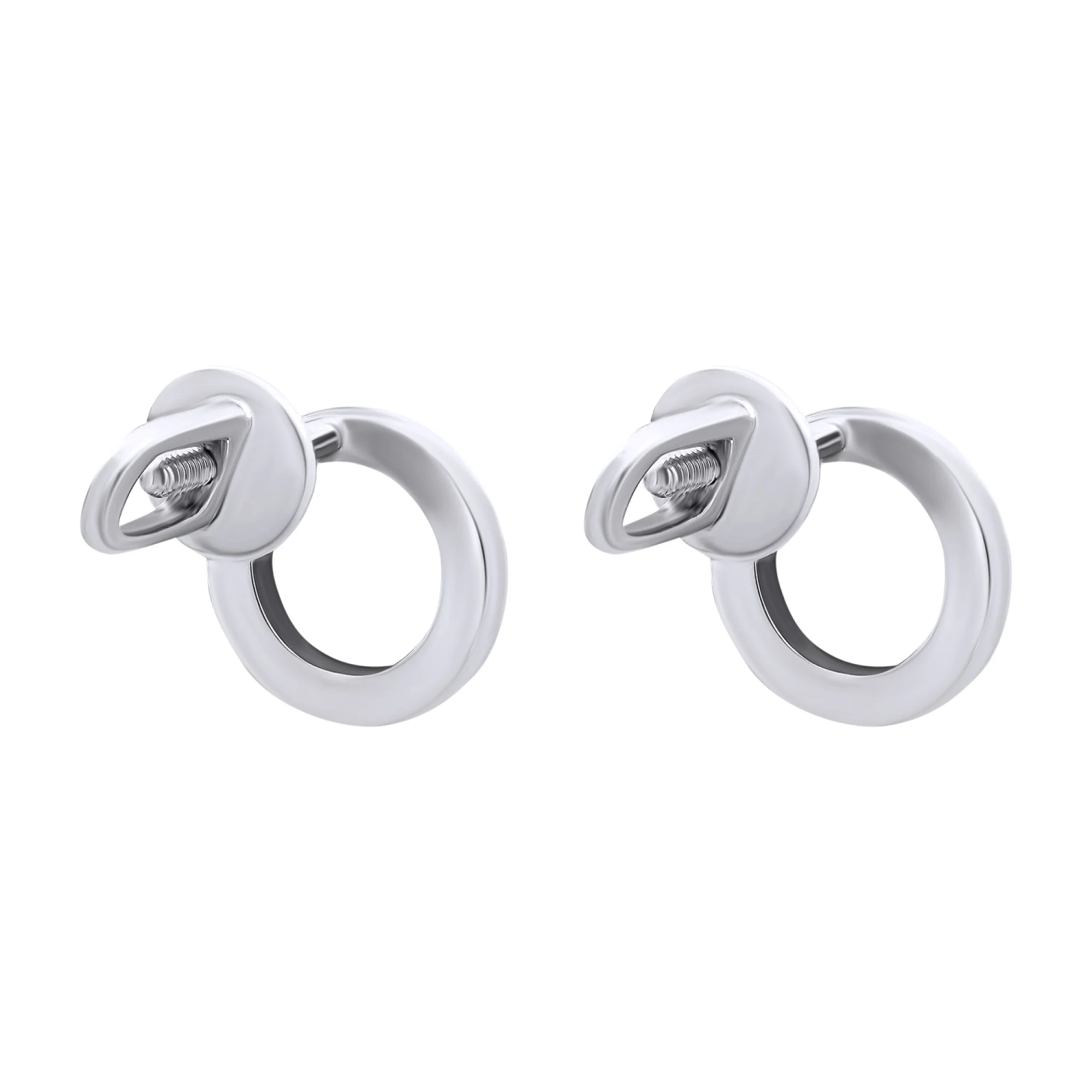 Сережки-гвоздики из белого золота с бриллиантами - 815307 - 2
