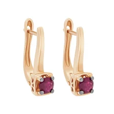 Сережки з рубіном з червоного золота - 1748578