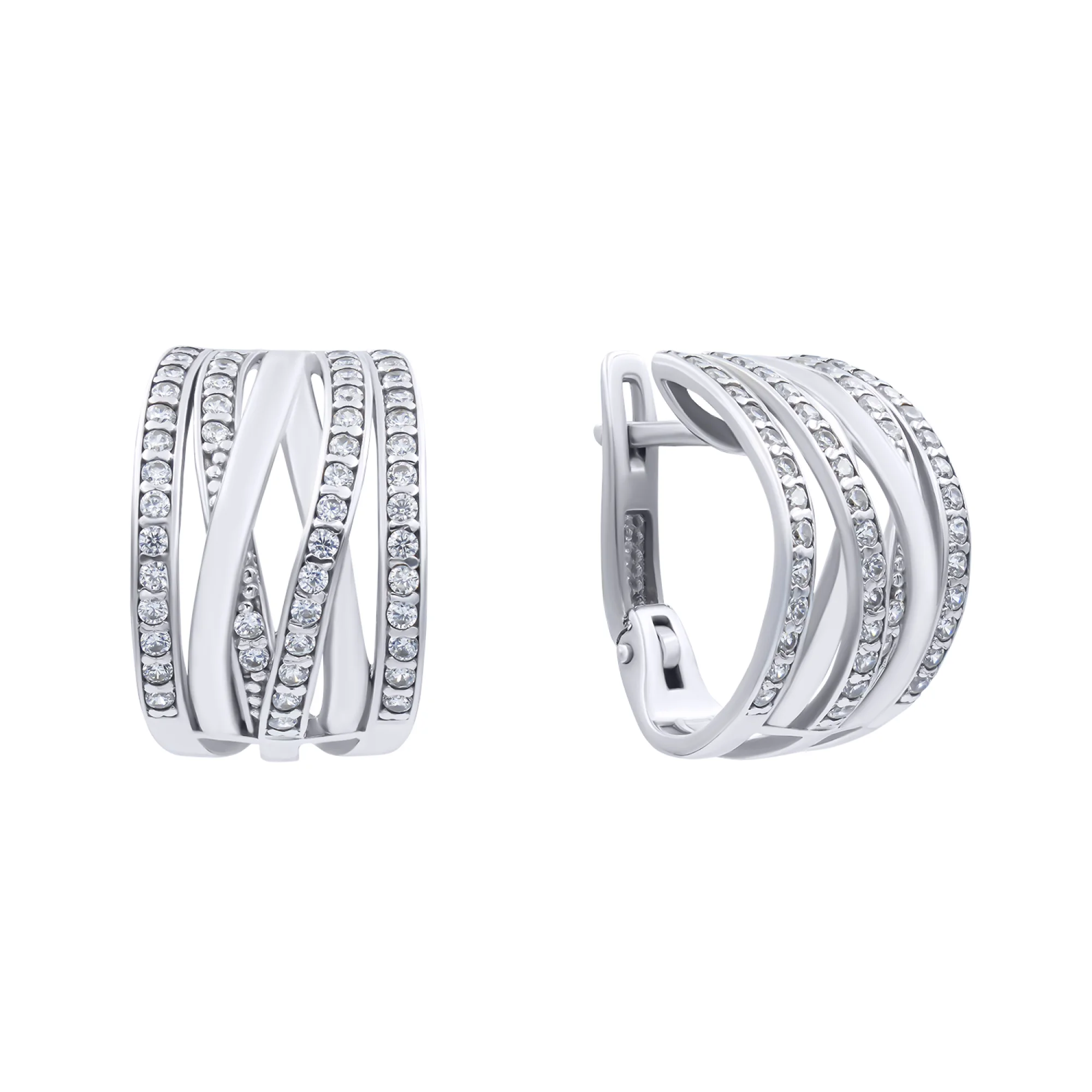 Серебряные серьги с фианитами - 375380 - 1